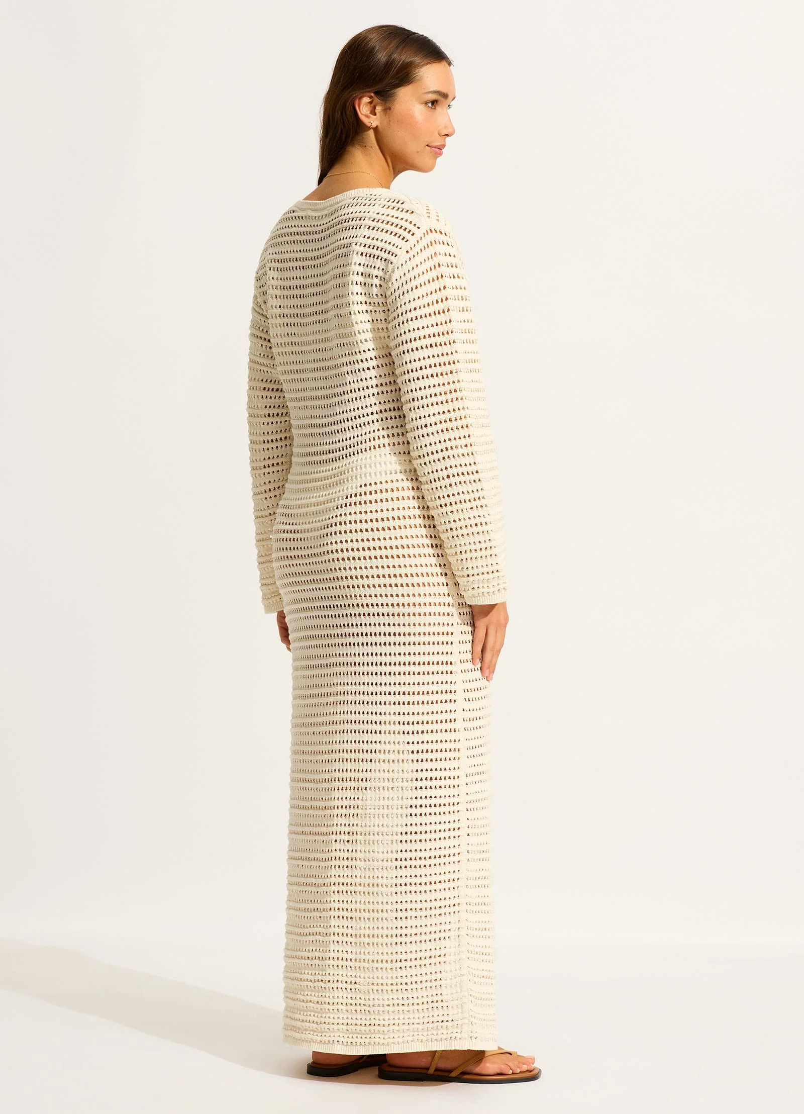 Ahoy Maxi Knit Coverup - Ecru - Image 3