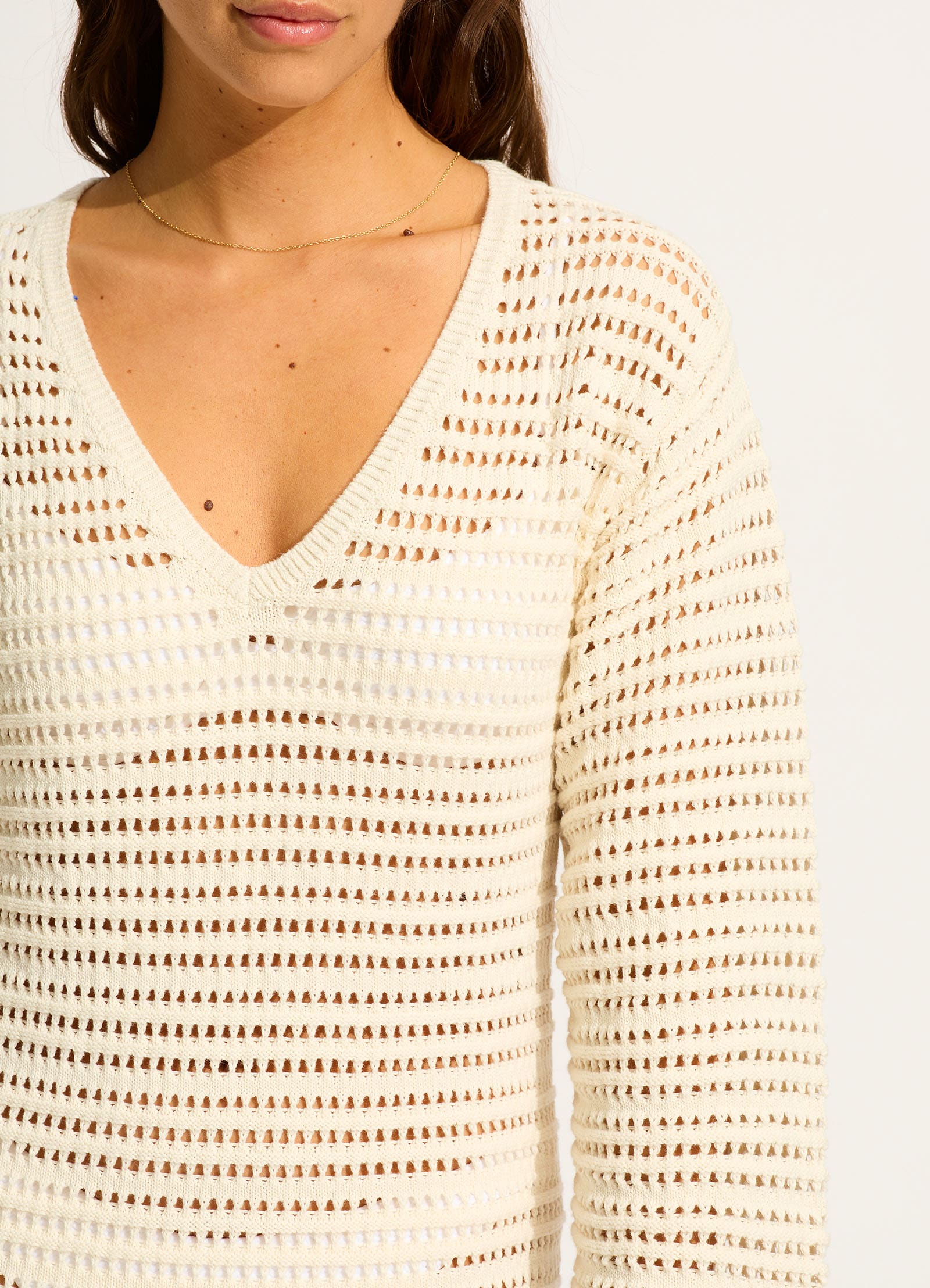 Ahoy Maxi Knit Coverup - Ecru - Image 4