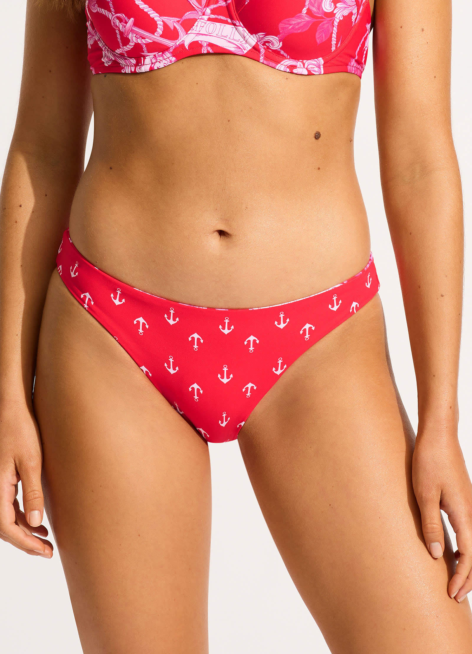 Ahoy Reversible Hipster Bikini Bottom - Chilli Red - Image 2