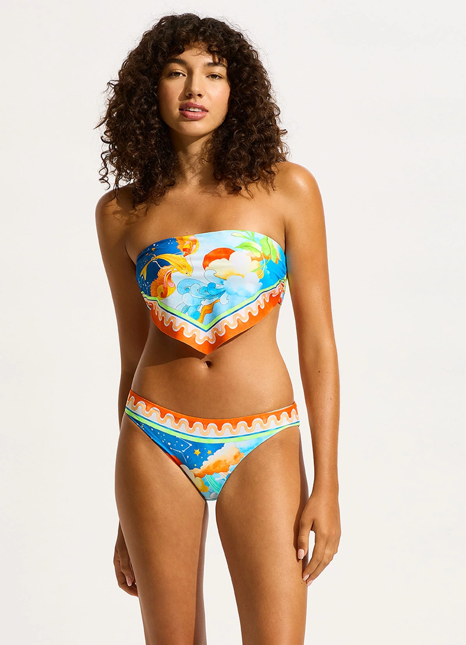 Aquarius Scarf Bandeau Bikini Top - Turquoise - Image 2