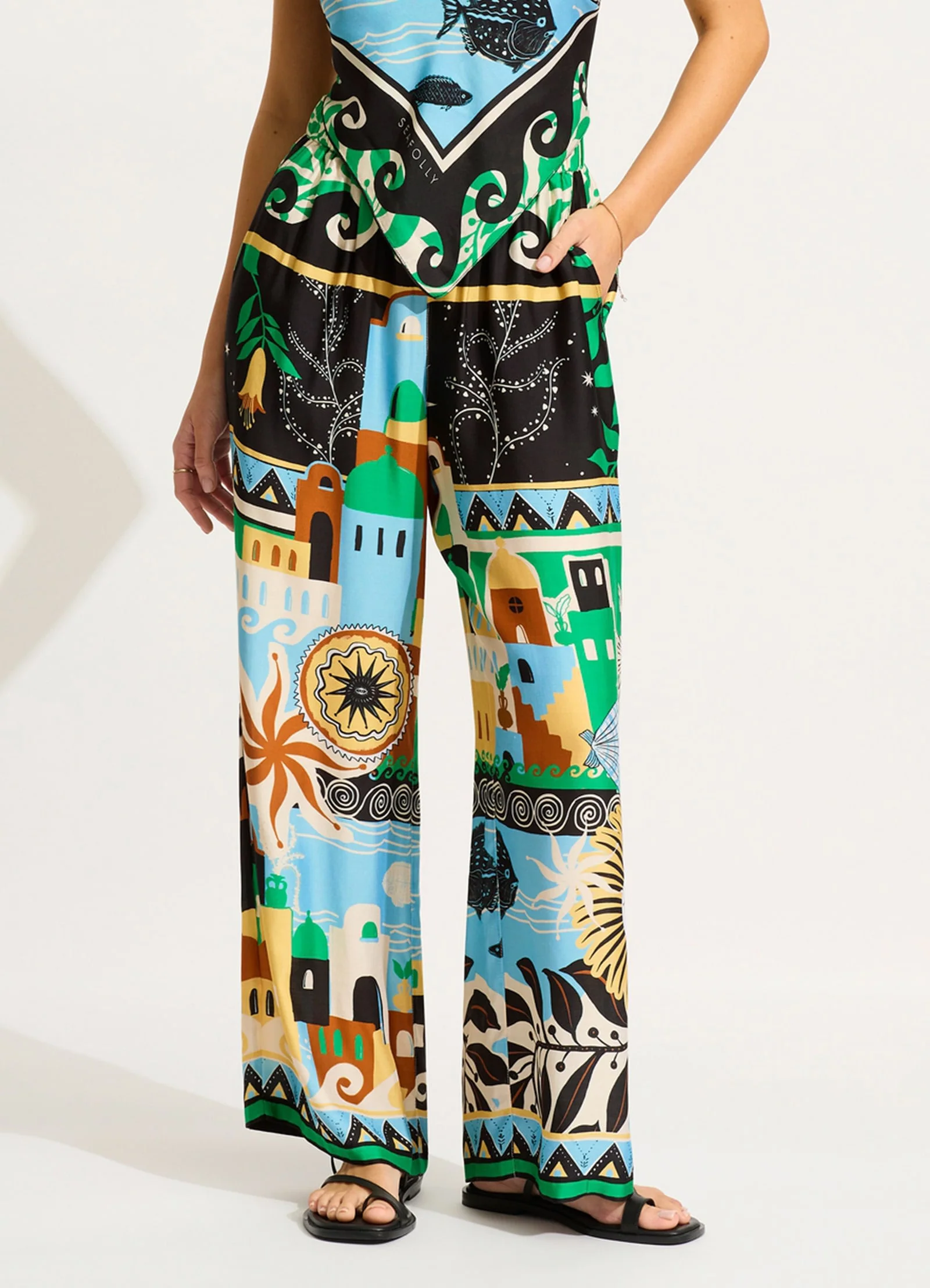 Atlantis Wide Leg Pant - Ecru - Image 2