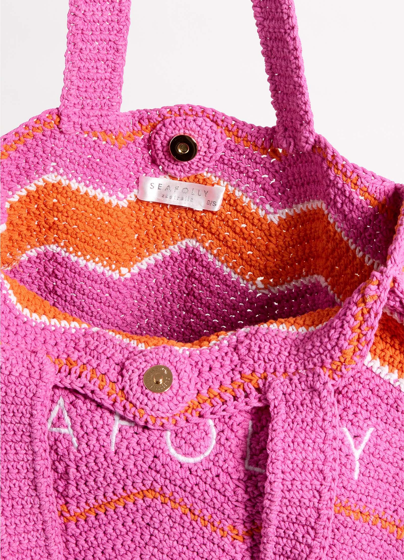 Beach Bazaar Crochet Tote Bag - Hot Pink - Image 4