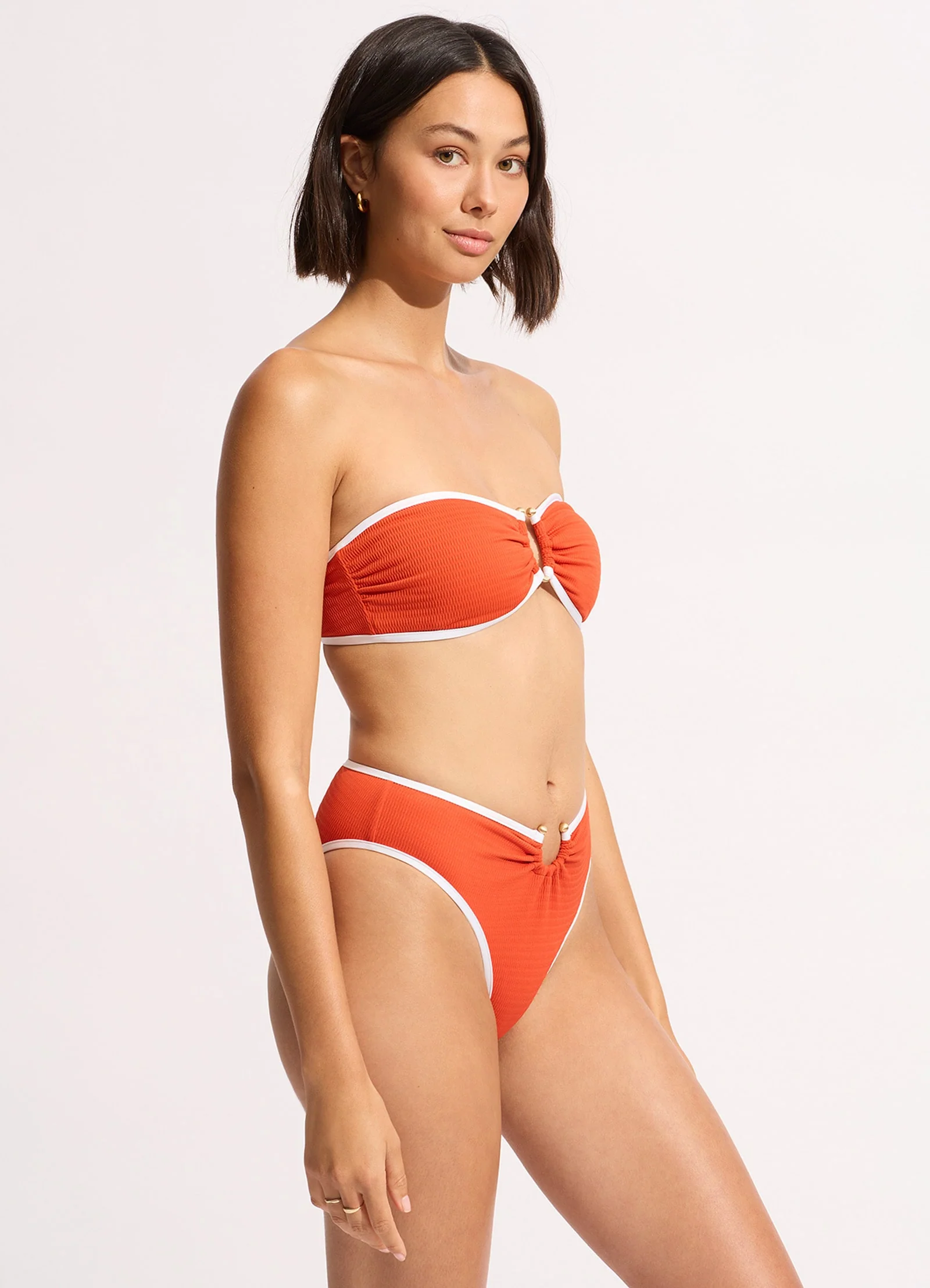 Beach Bound Ring Front Bandeau Bikini Top - Tamarillo - Image 4