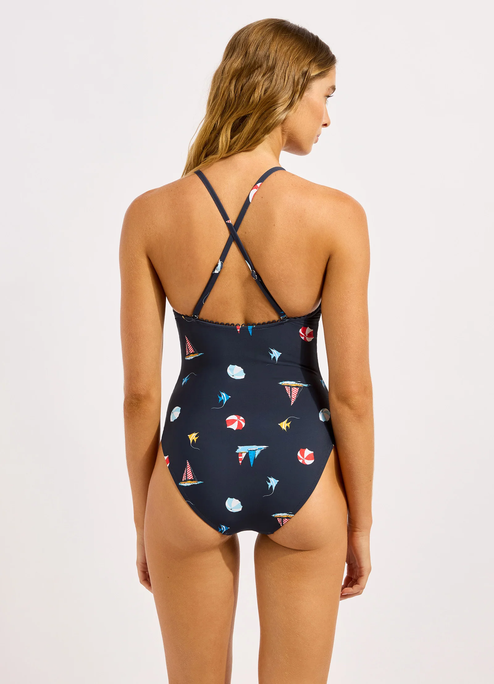 Beach Club V Neck One Piece Swimsuit - Image 3