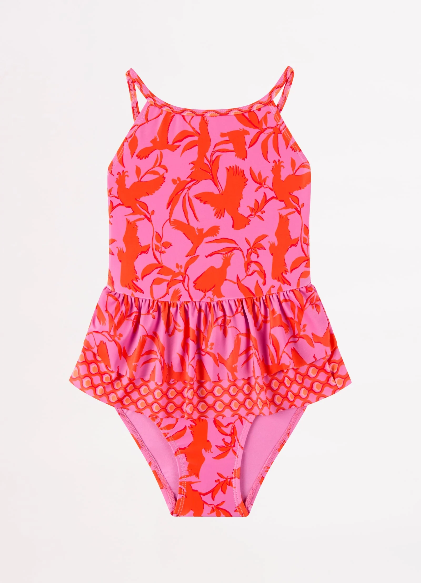 Birds Of A Feather Girls Peplum One Piece - Birds Feath - Image 2
