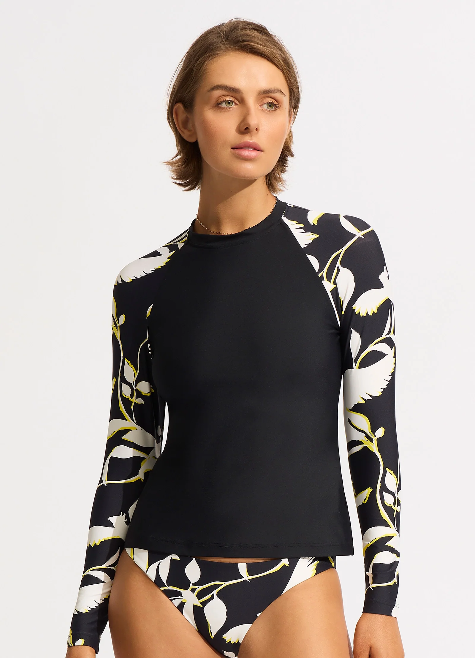 Birds Of Paradise Long Sleeve Rashvest - Black - Image 3