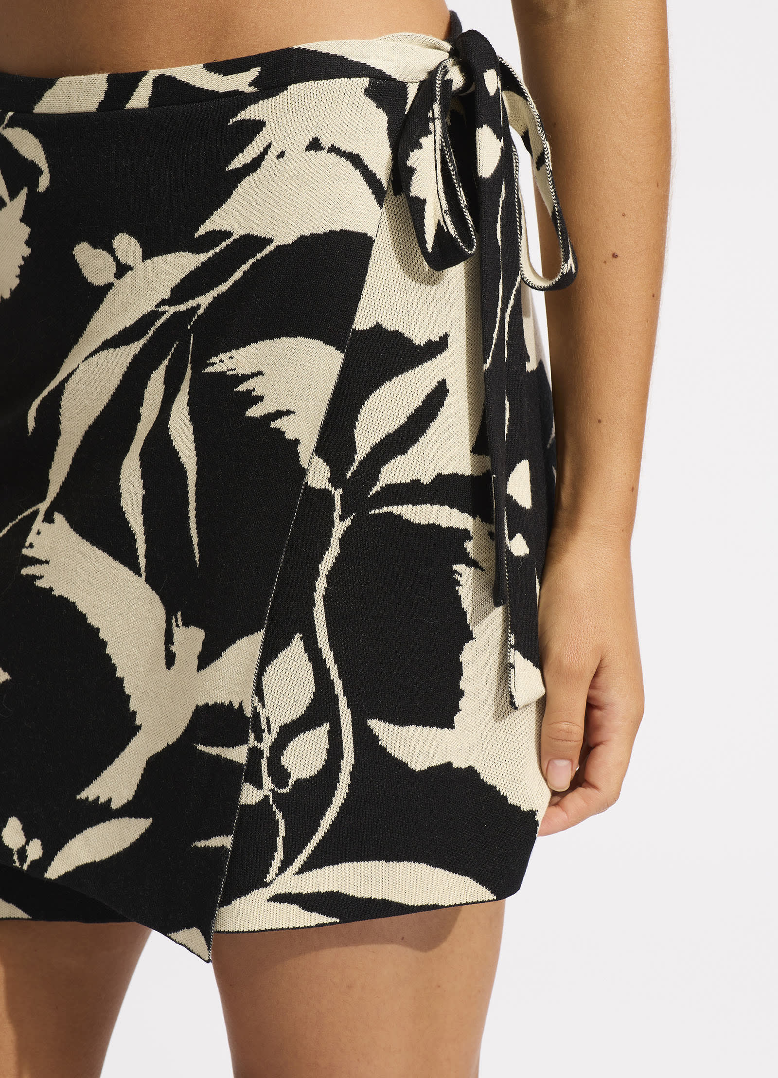Birds of Paradise Mini Wrap Skirt - Black - Image 4