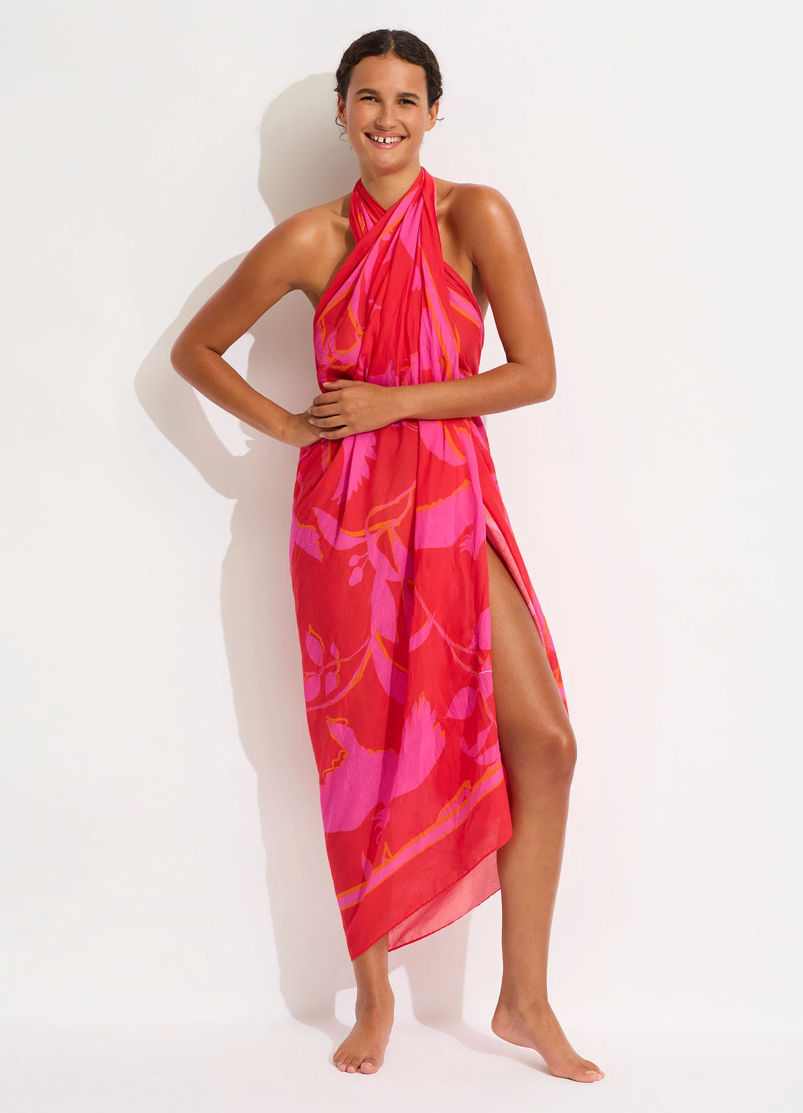 Birds Of Paradise Sarong - Chilli Red - Image 5