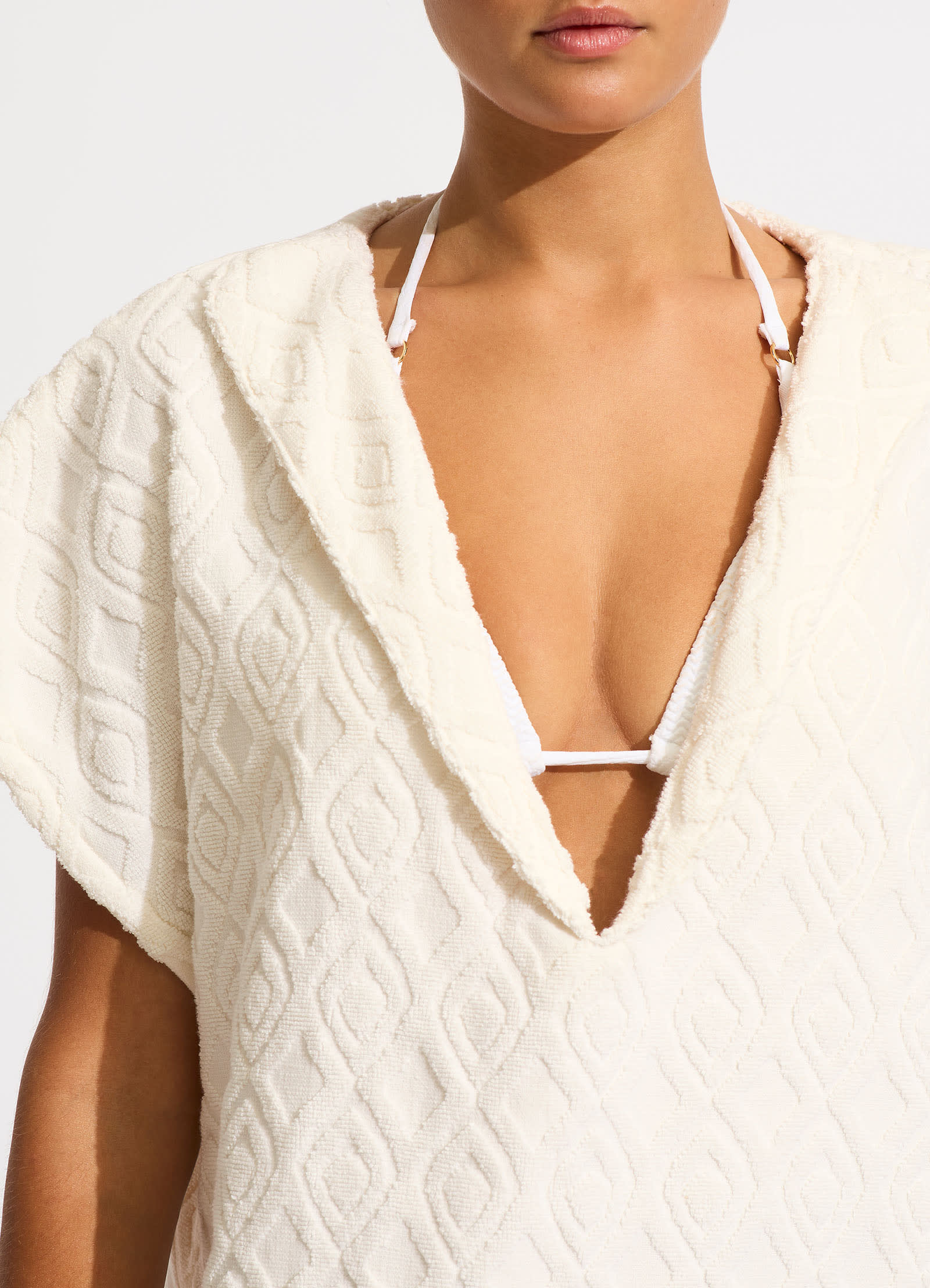 Birds of Paradise Towel Poncho - Latte - Image 4