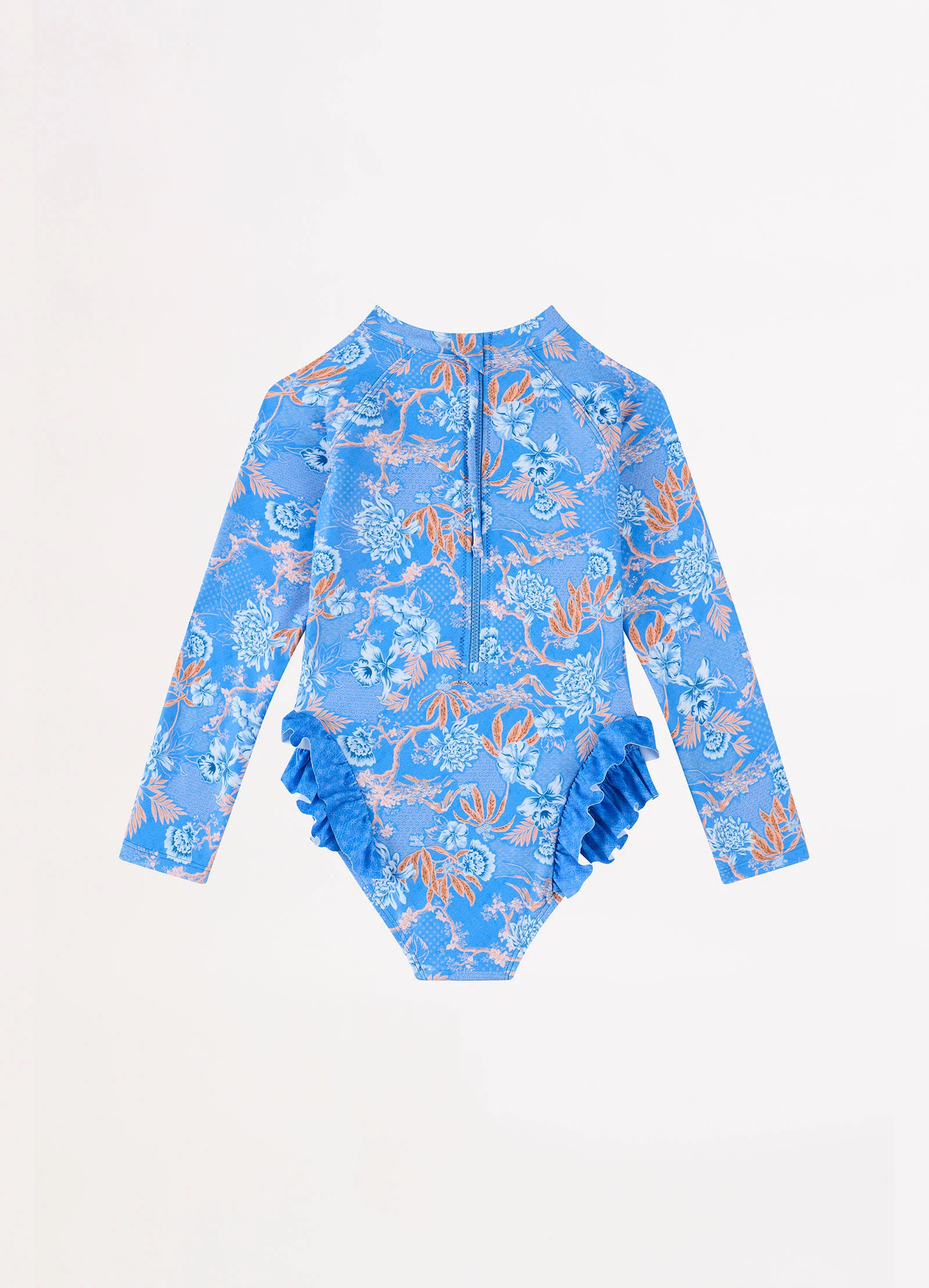 Blue Fuji Girls Frill Hip Paddlesuit - Blue - Image 3