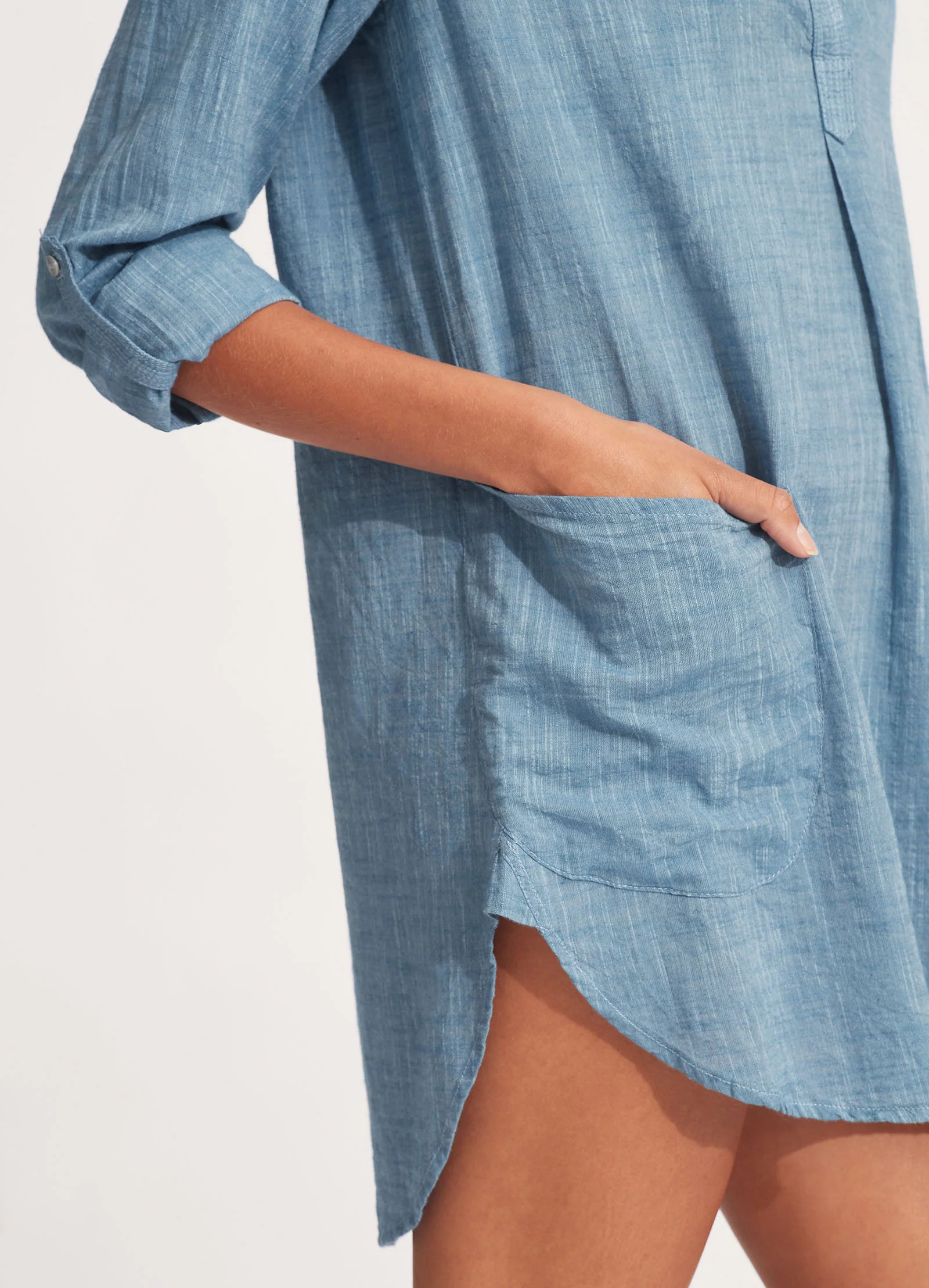 Boyfriend Beach Shirt - Chambray - Image 4