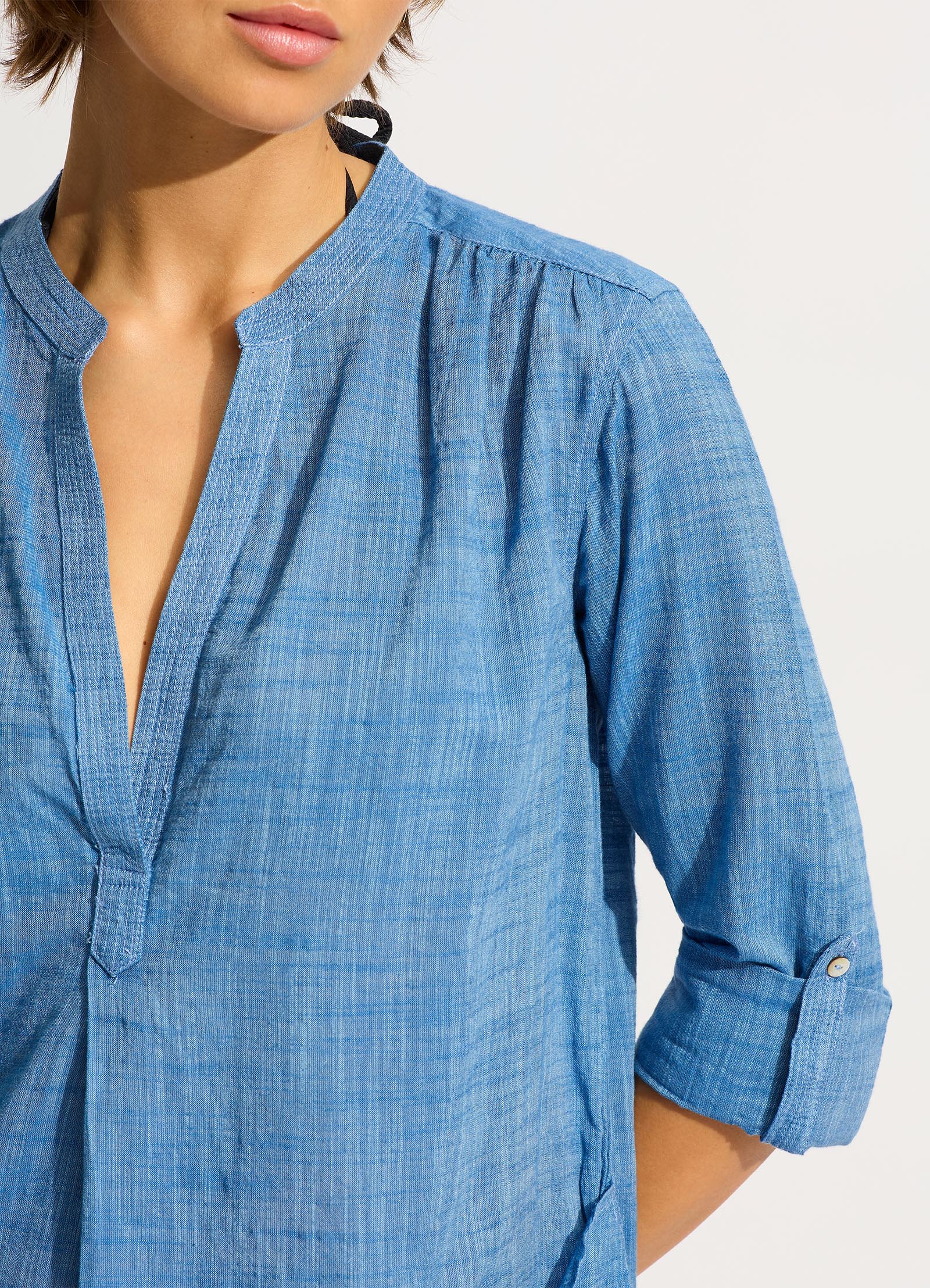Boyfriend Beach Shirt - Chambray - Image 7