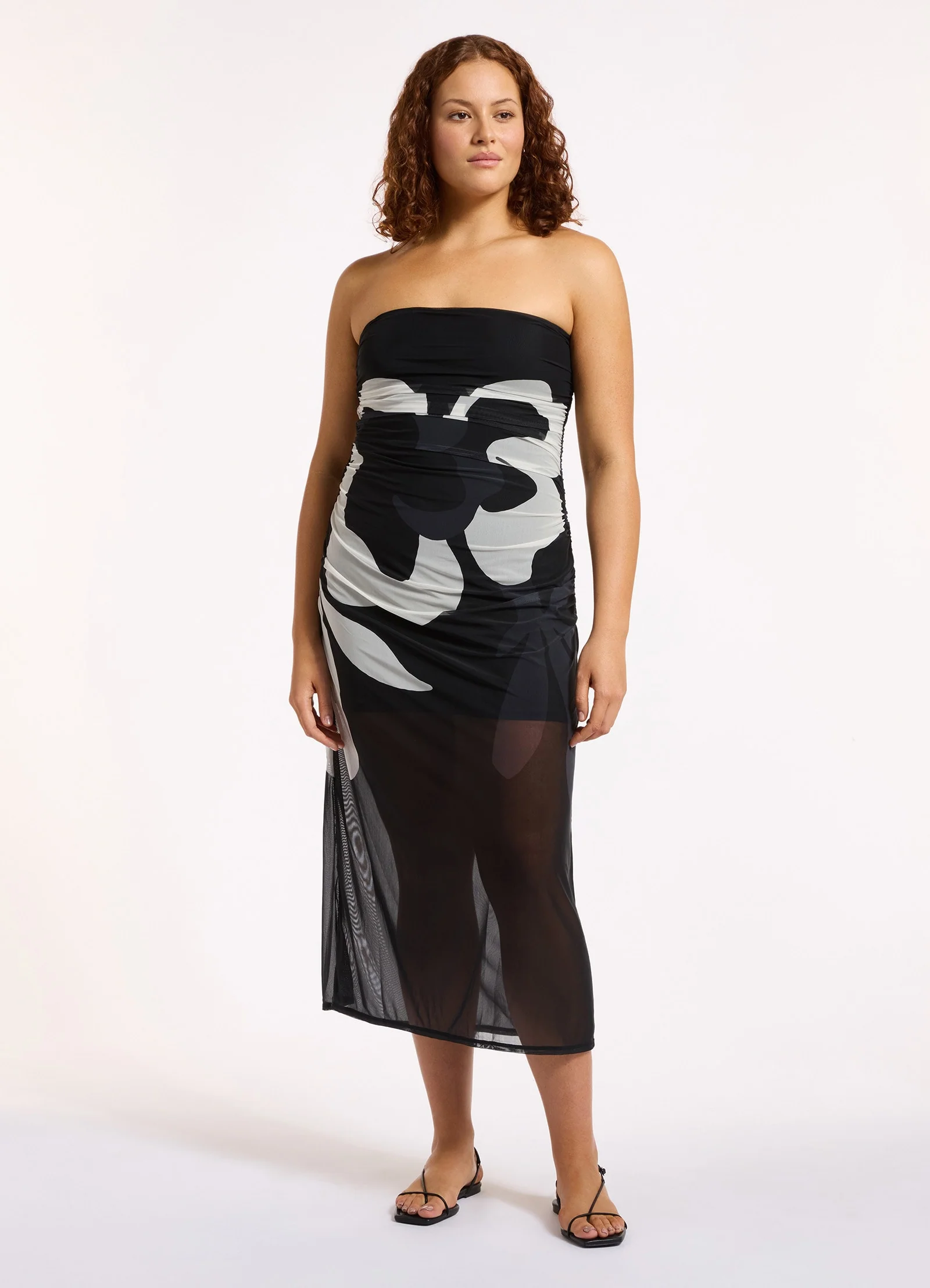 Cactus Garden Mesh  Strapless Dress - Image 3
