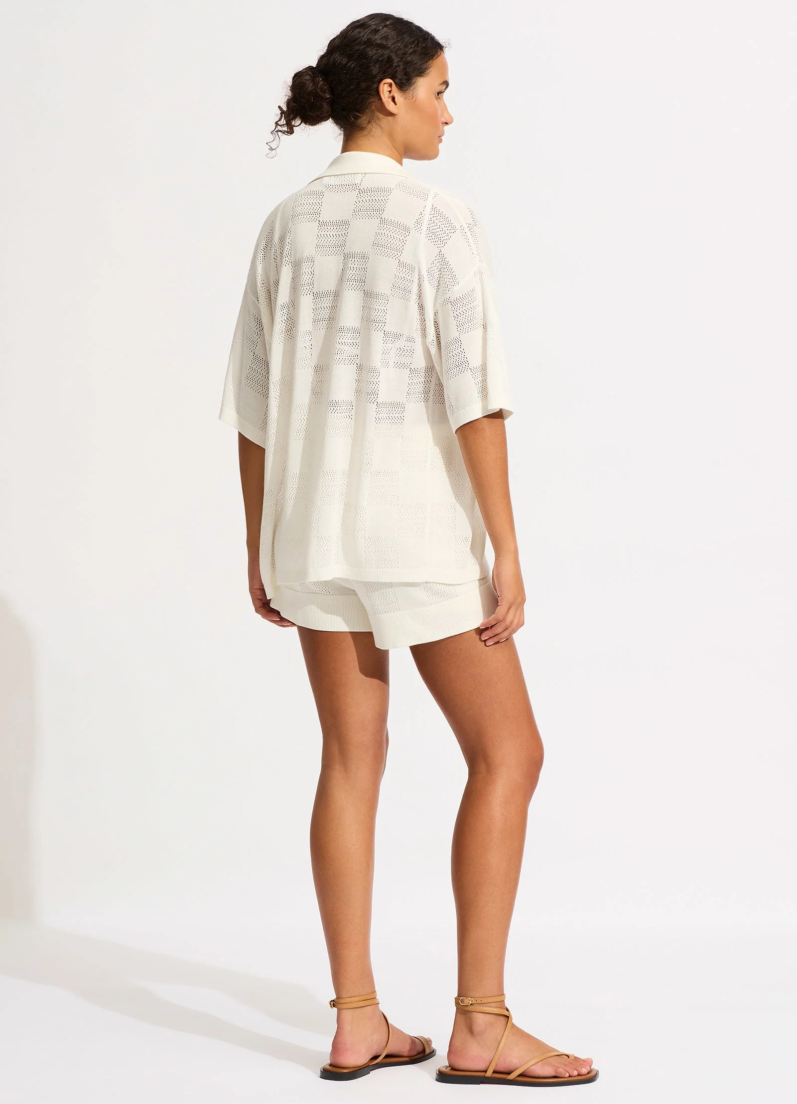Checkered Knit Short - Natural - Image 4