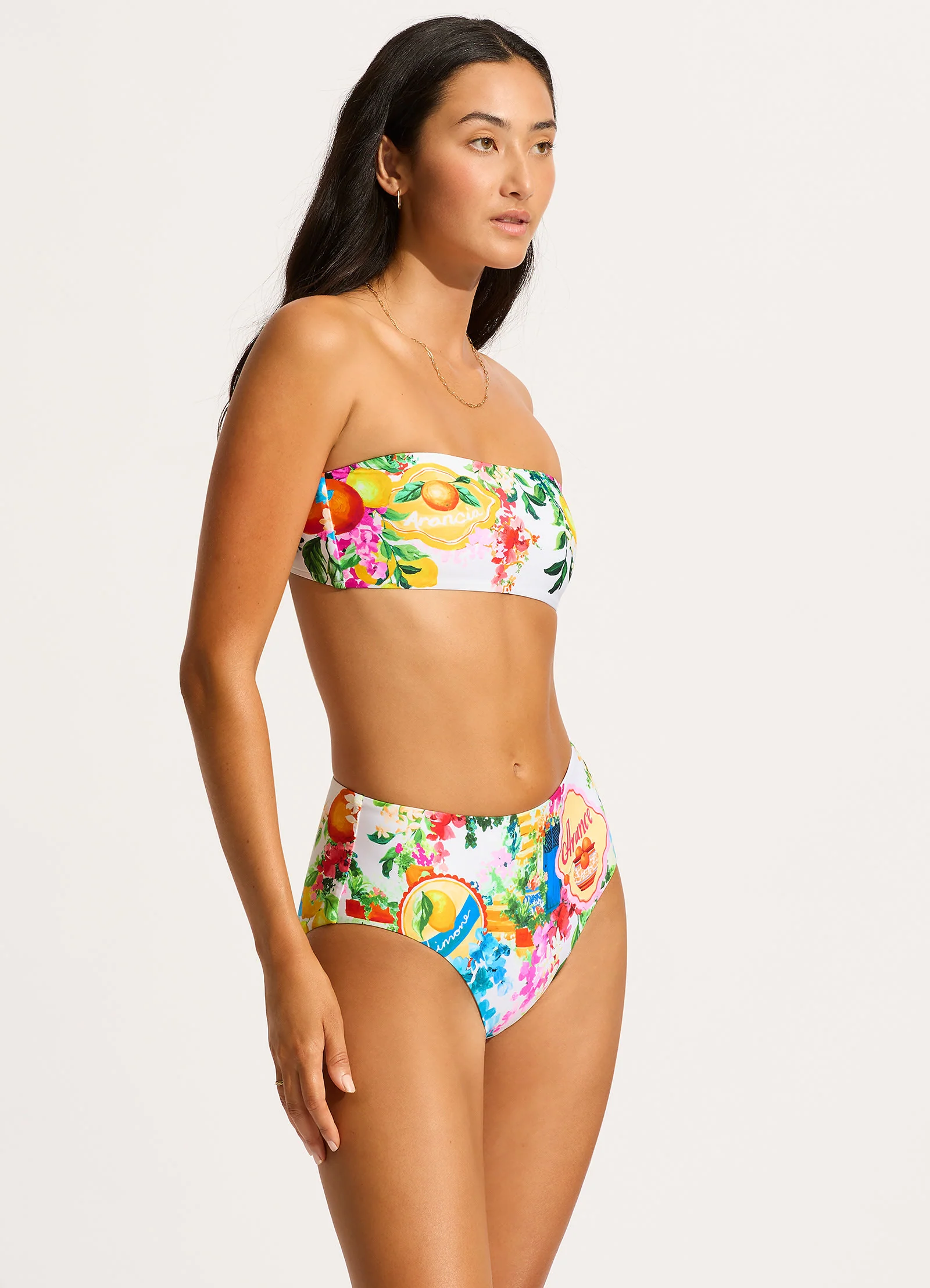 Ciao Bella High Waisted Bikini Bottom - White - Image 3