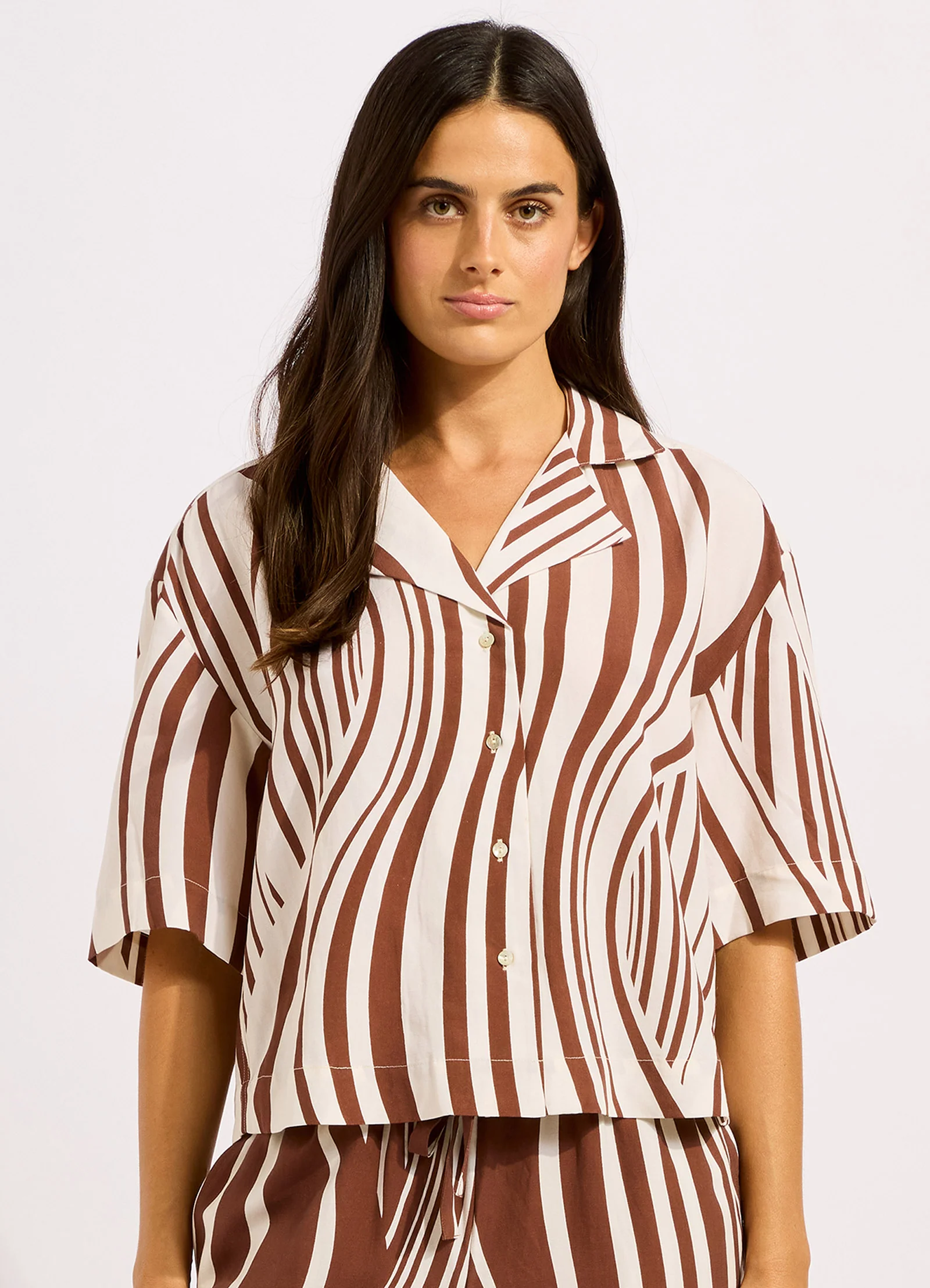 Coastline Stripe Oversized Crop Shirt - Image 2