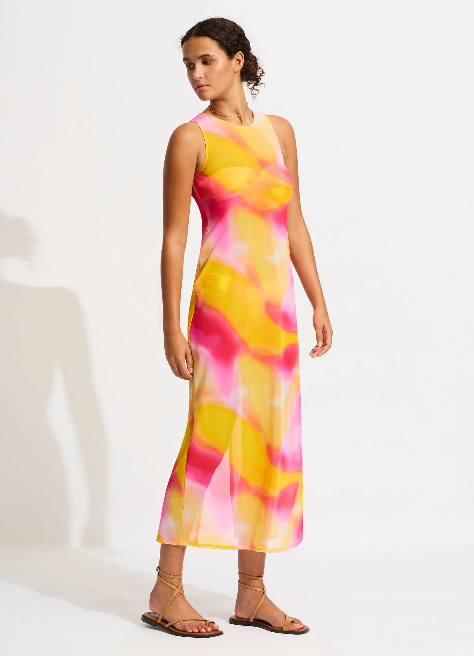 Colour Crush Mesh Midi Cover Up - Fuchsia Rose - Image 2