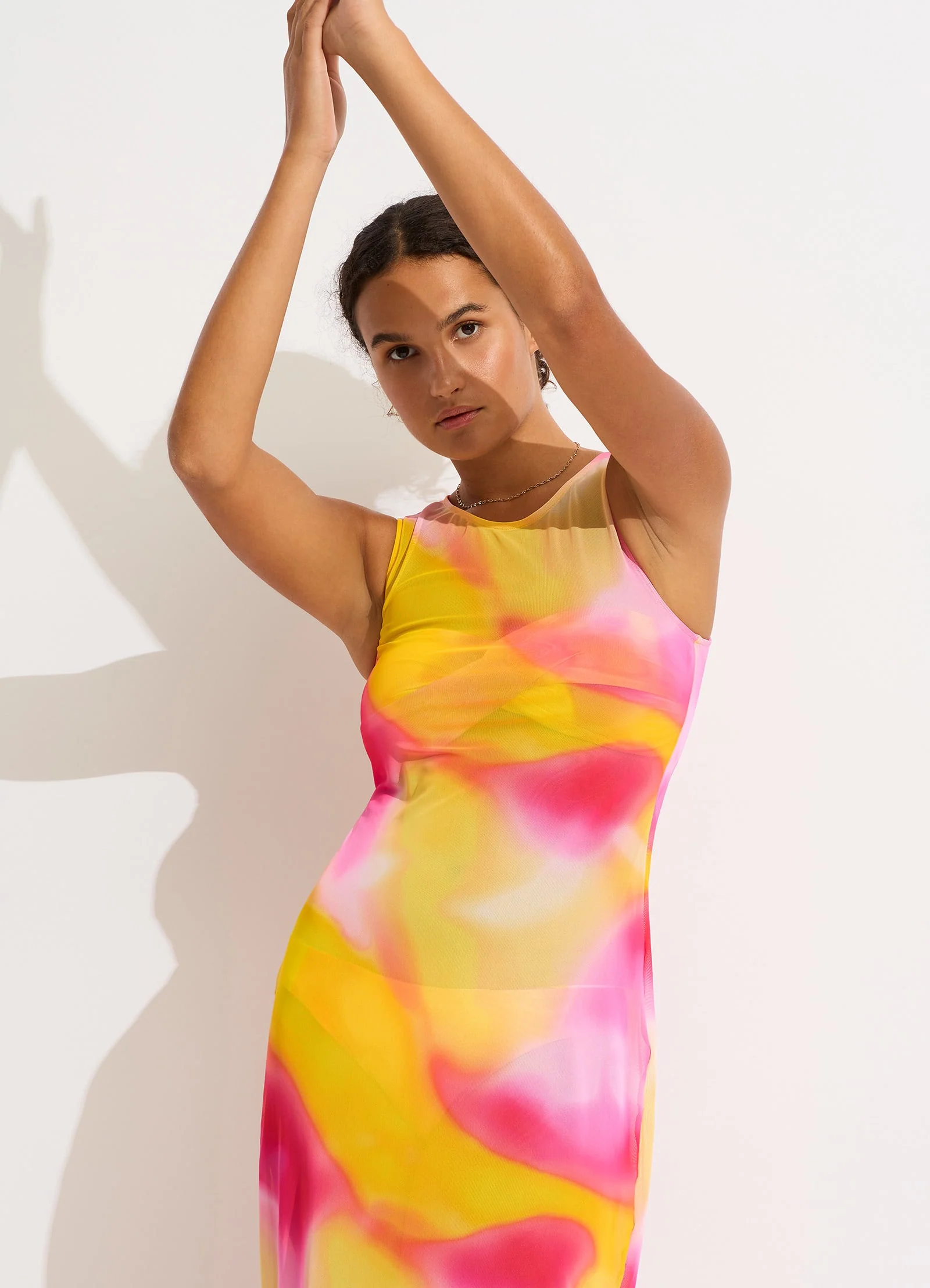 Colour Crush Mesh Midi Cover Up - Fuchsia Rose - Image 5