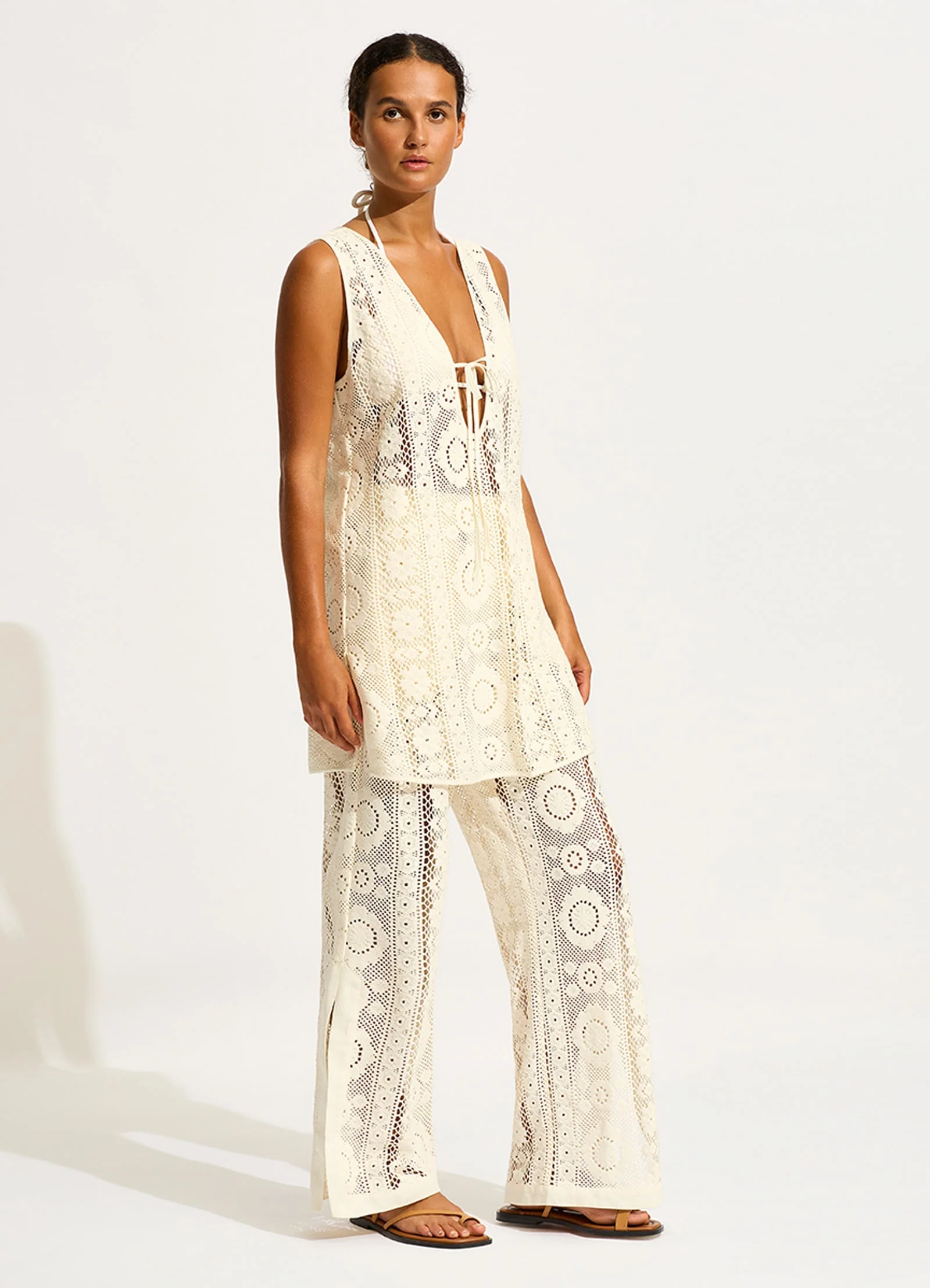 Corfu Crochet Mini Cover Up - Ecru - Image 4
