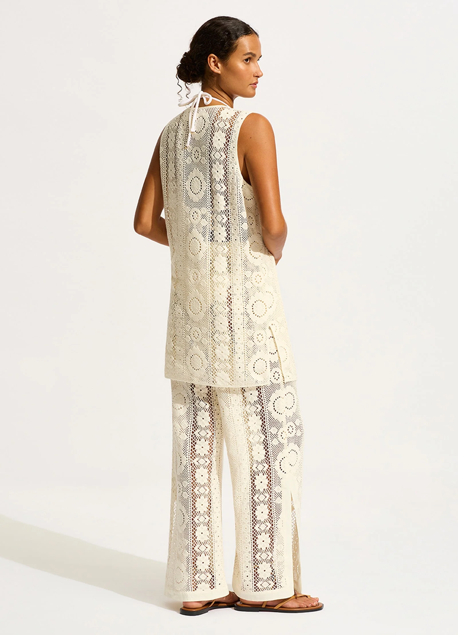 Corfu Crochet Mini Cover Up - Ecru - Image 6