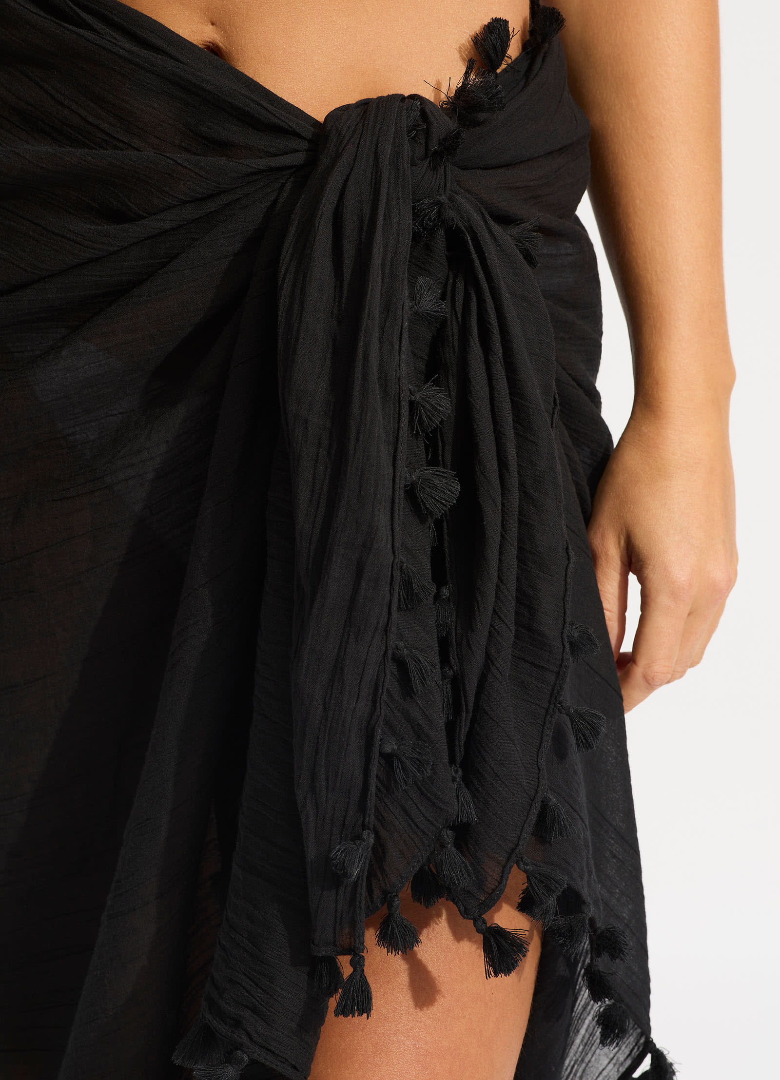 Cotton Gauze Sarong - Black - Image 8
