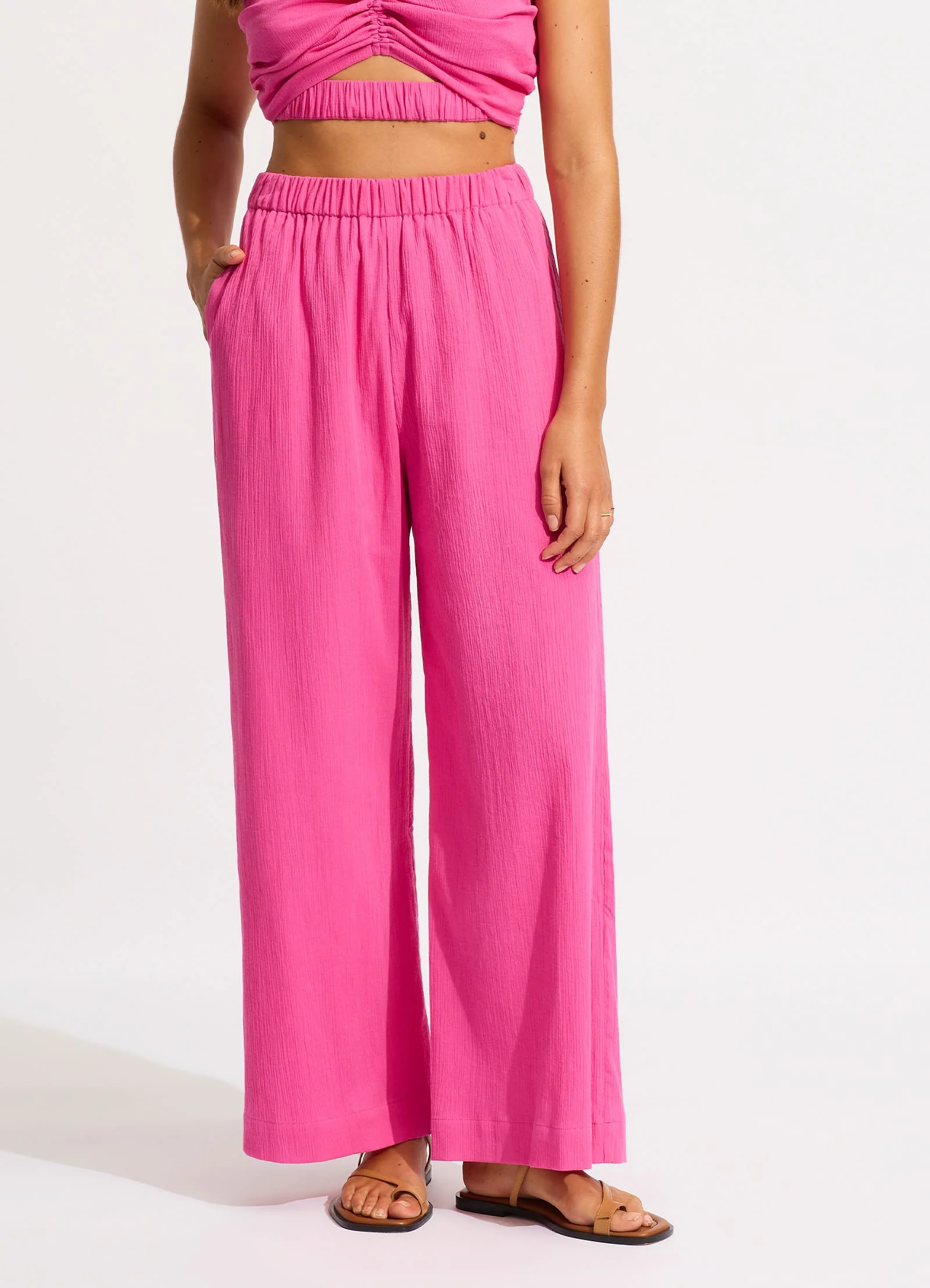 Crinkle Beach Pant - Hot Pink - Image 2