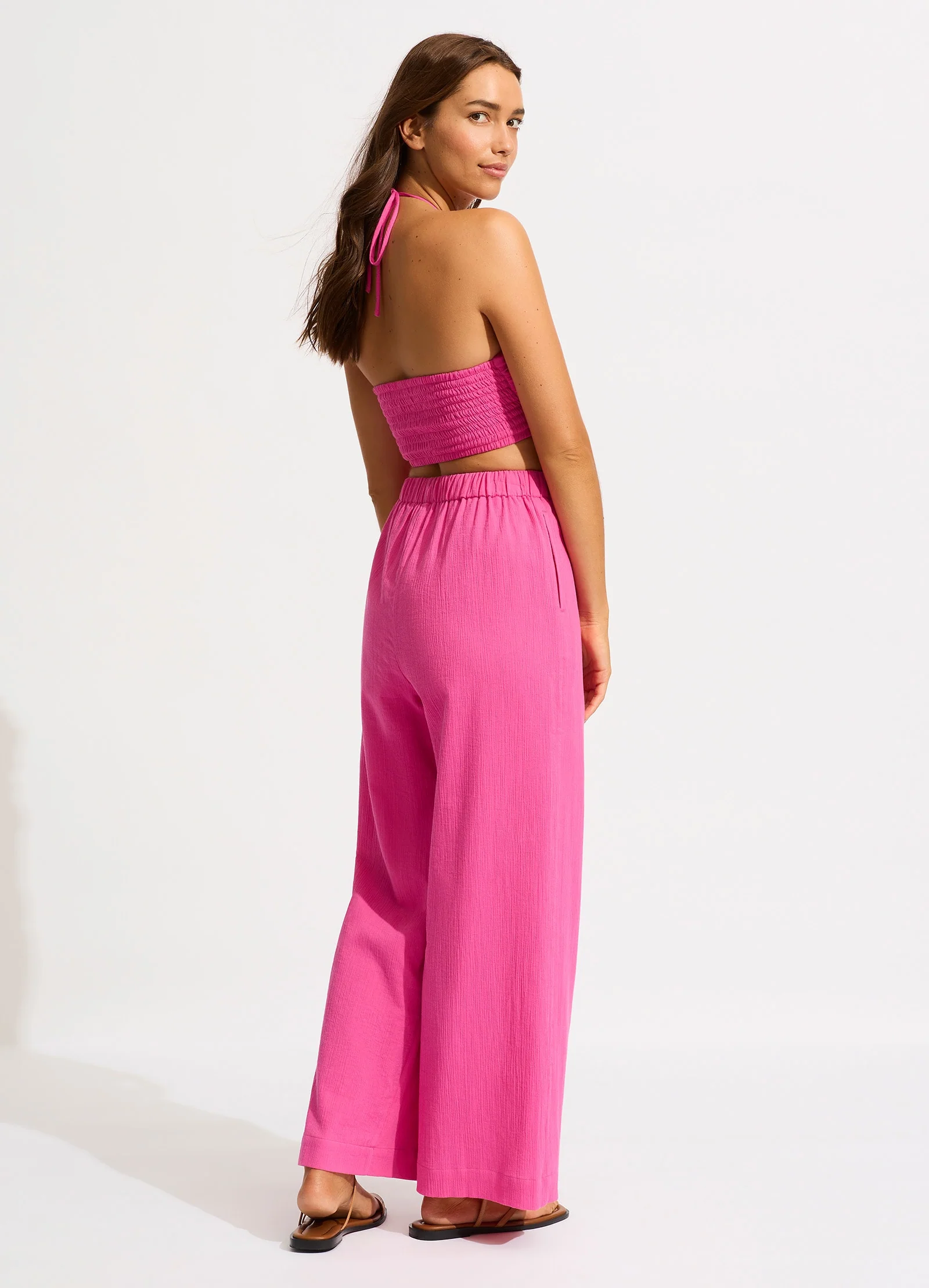 Crinkle Beach Pant - Hot Pink - Image 4