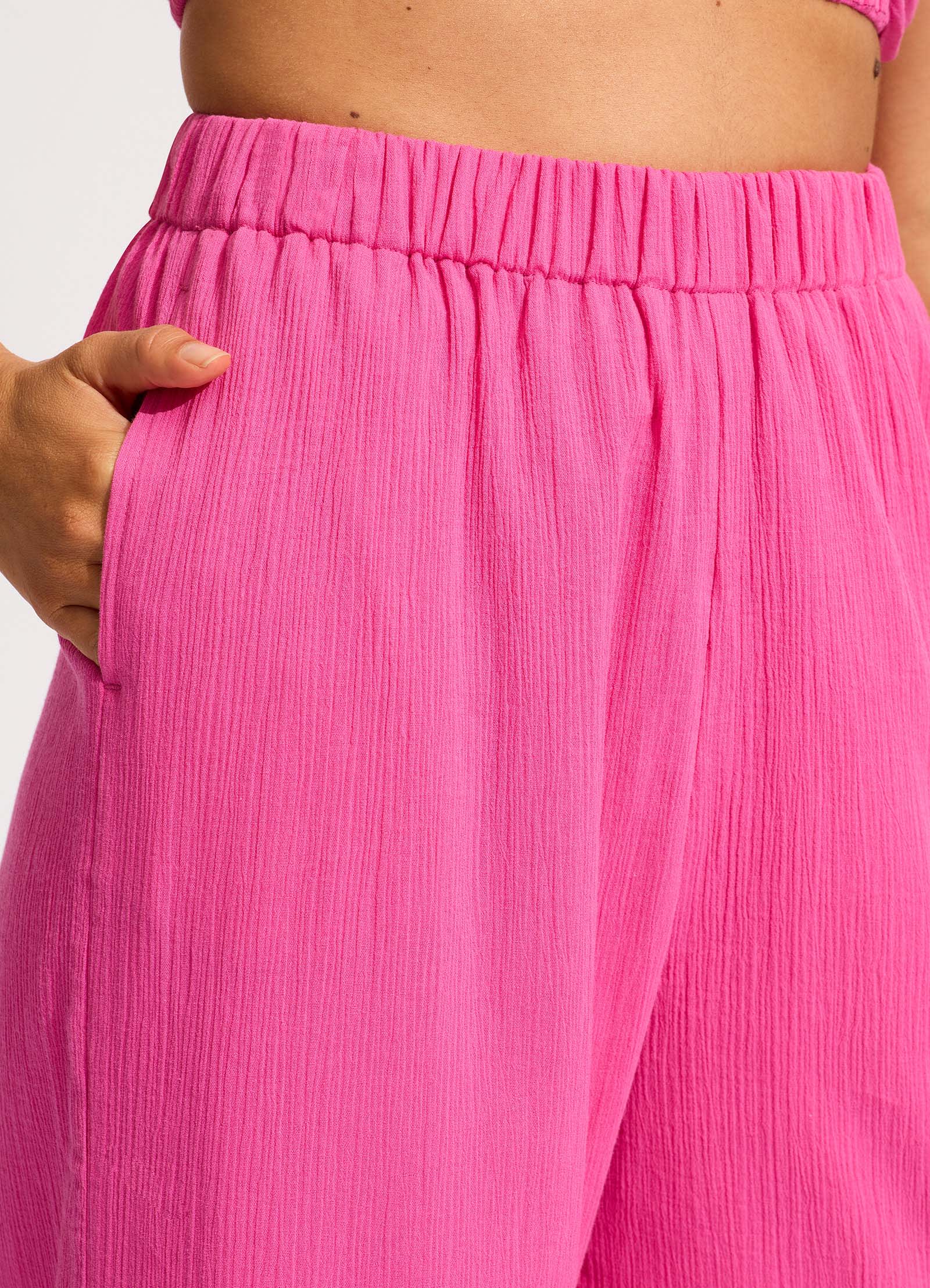 Crinkle Beach Pant - Hot Pink - Image 5