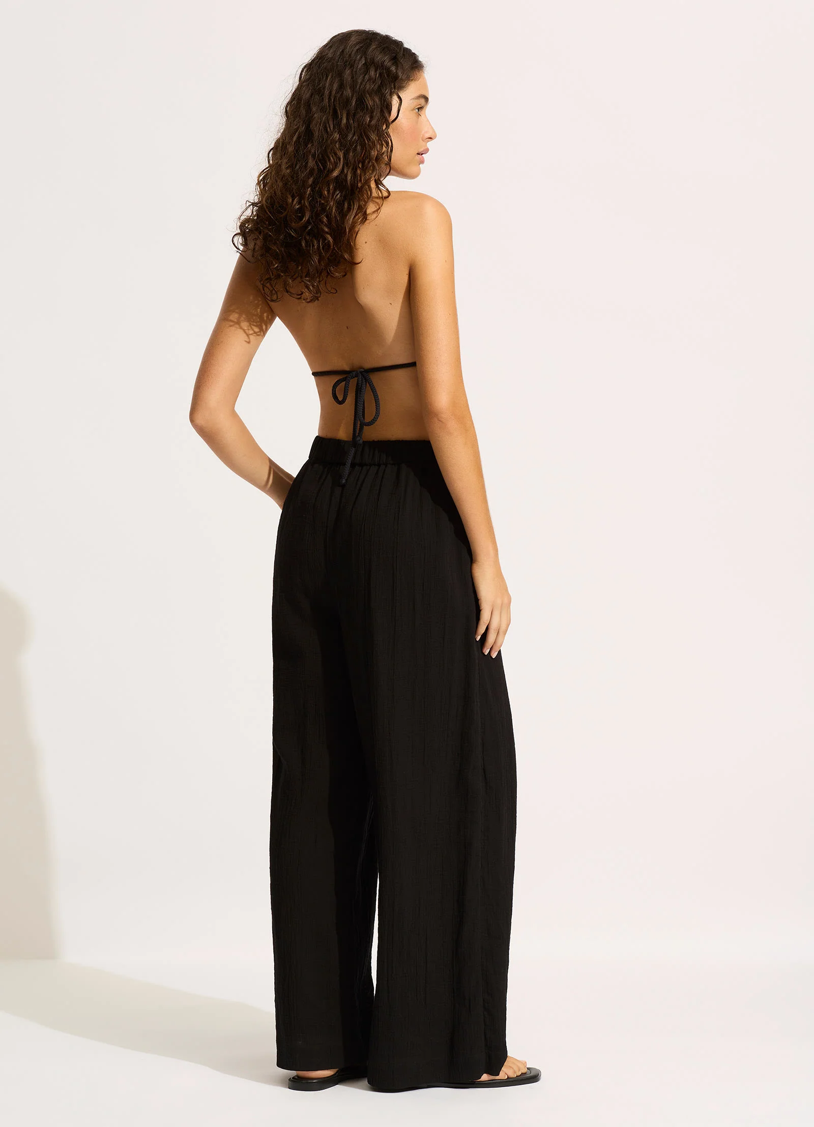 Crinkle Beach Pant - Black - Image 4