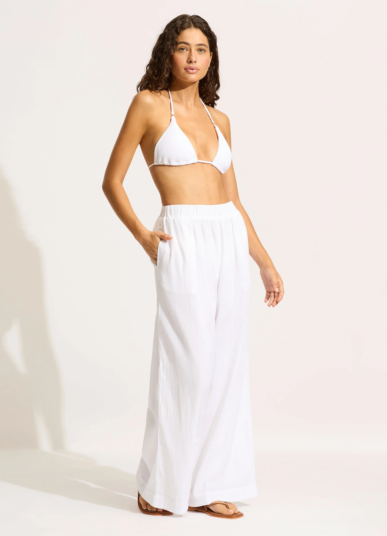 Crinkle Beach Pant - White - Image 3