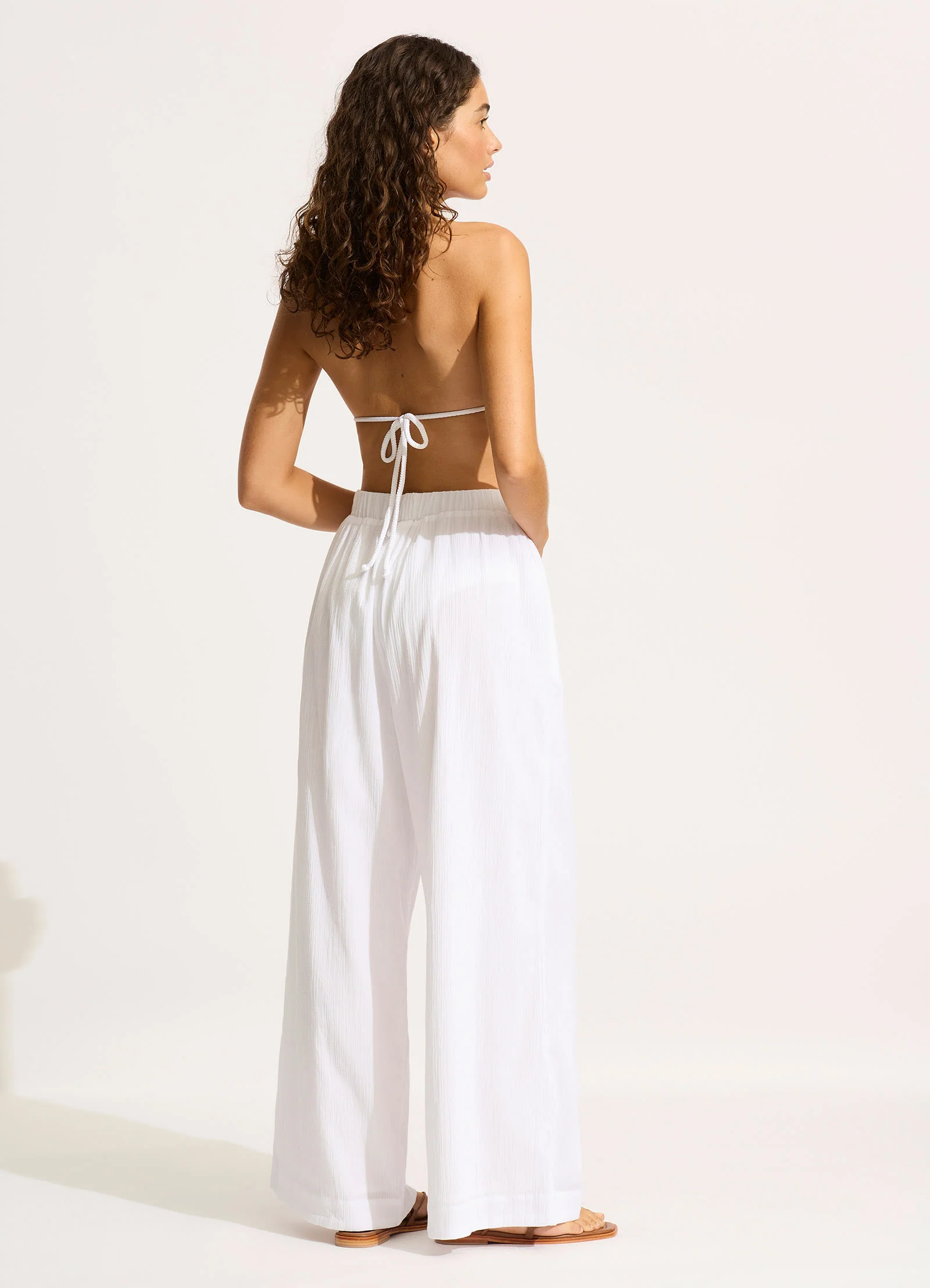 Crinkle Beach Pant - White - Image 4