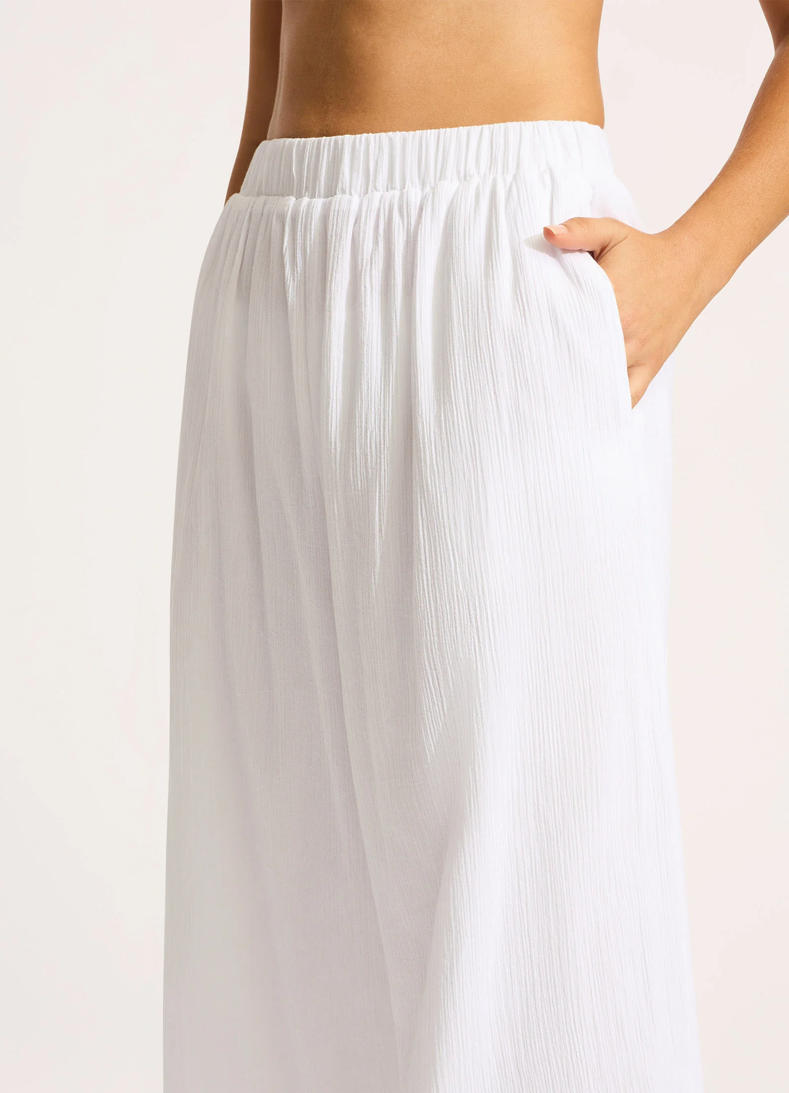 Crinkle Beach Pant - White - Image 5