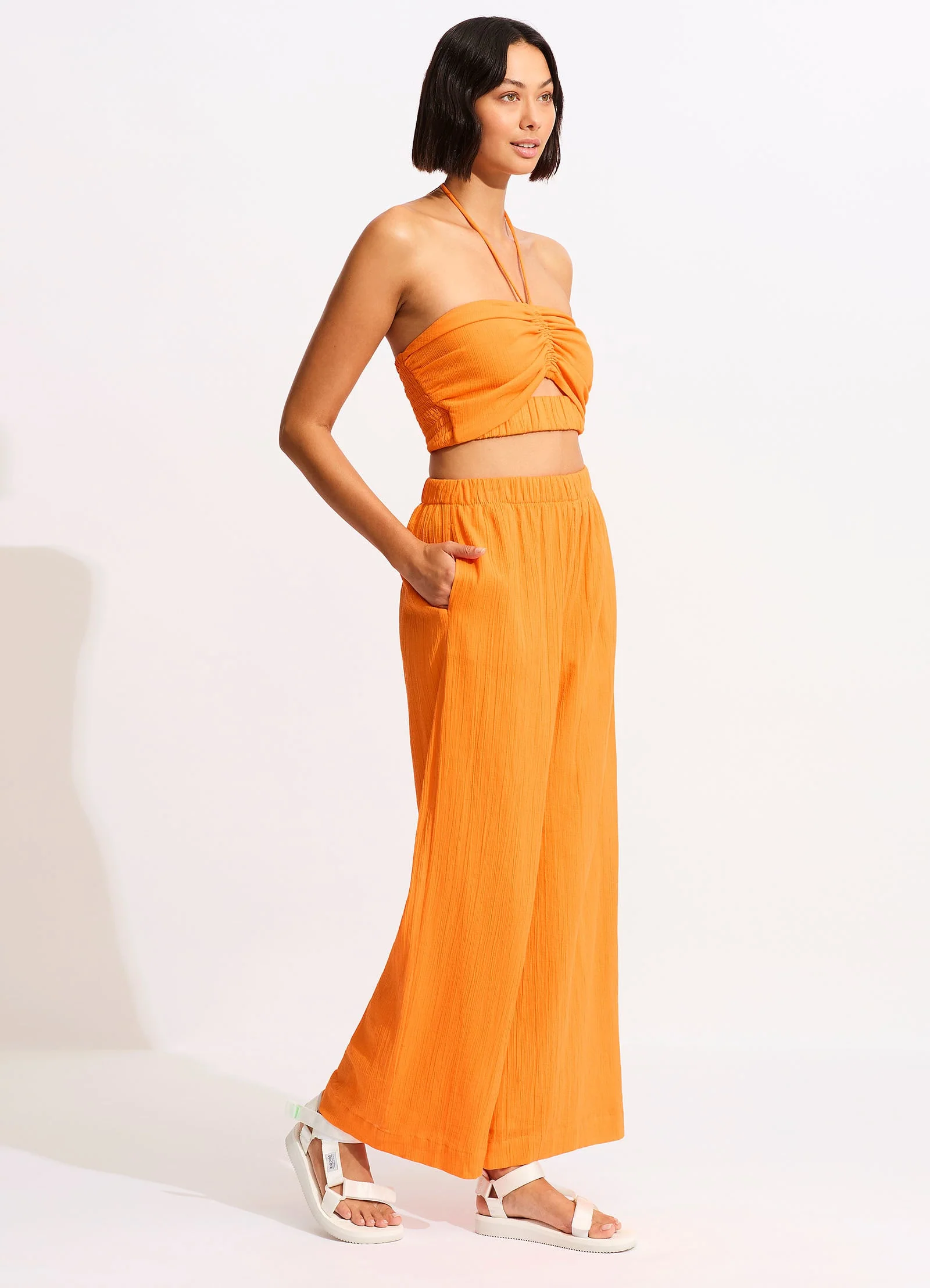 Crinkle Crop Top - Mandarin - Image 3