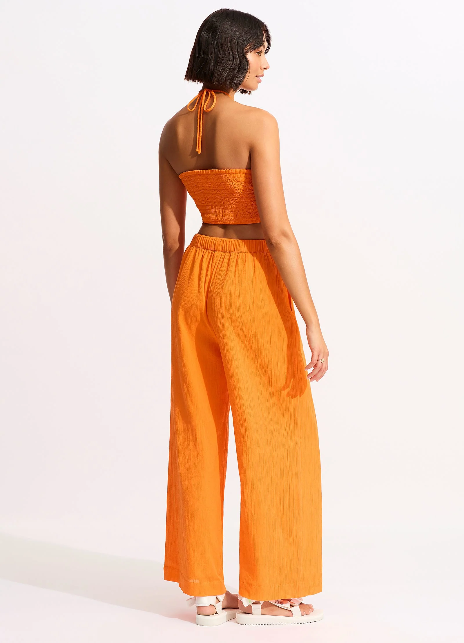 Crinkle Crop Top - Mandarin - Image 4