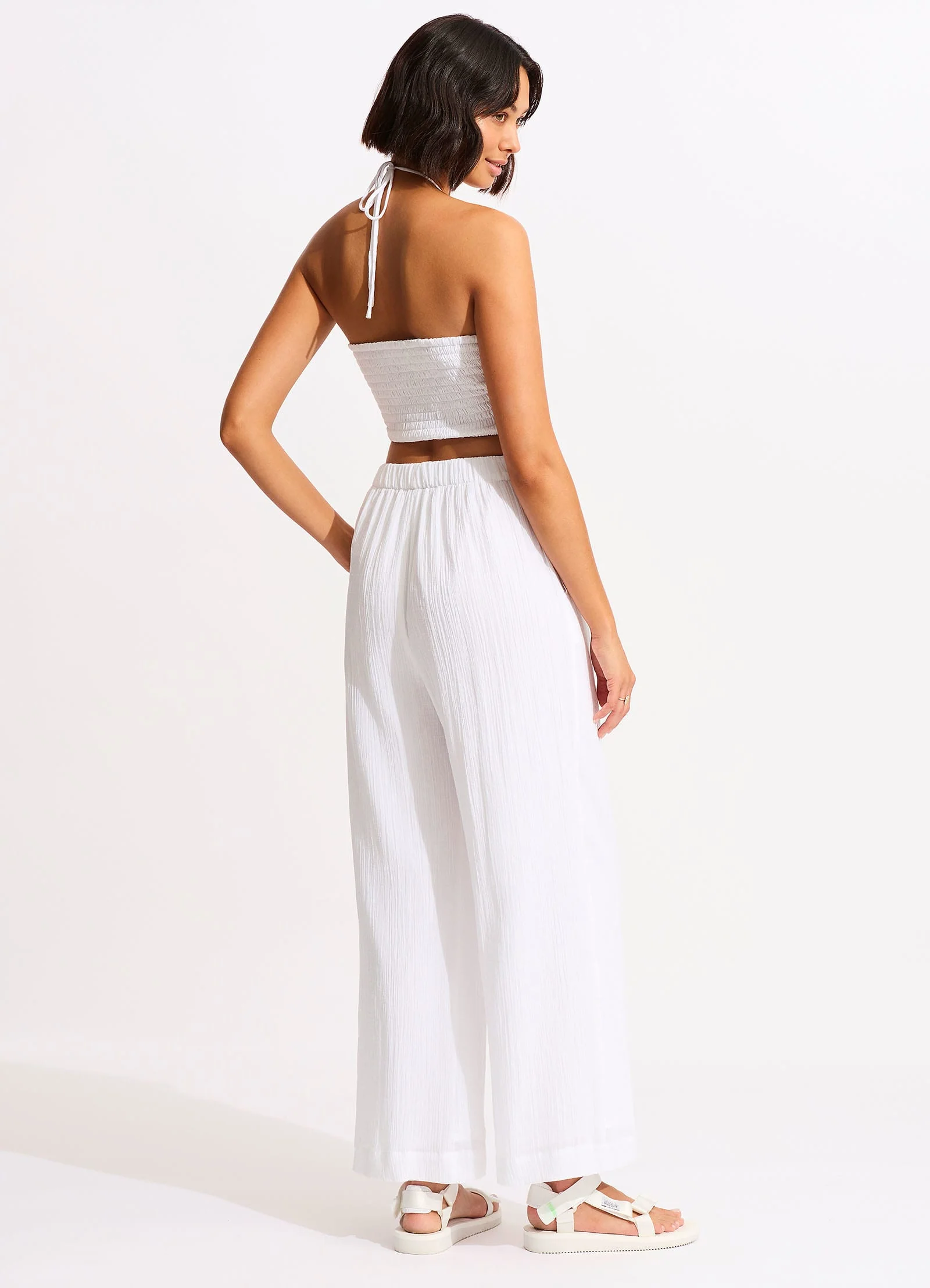 Crinkle Crop Top - White - Image 4