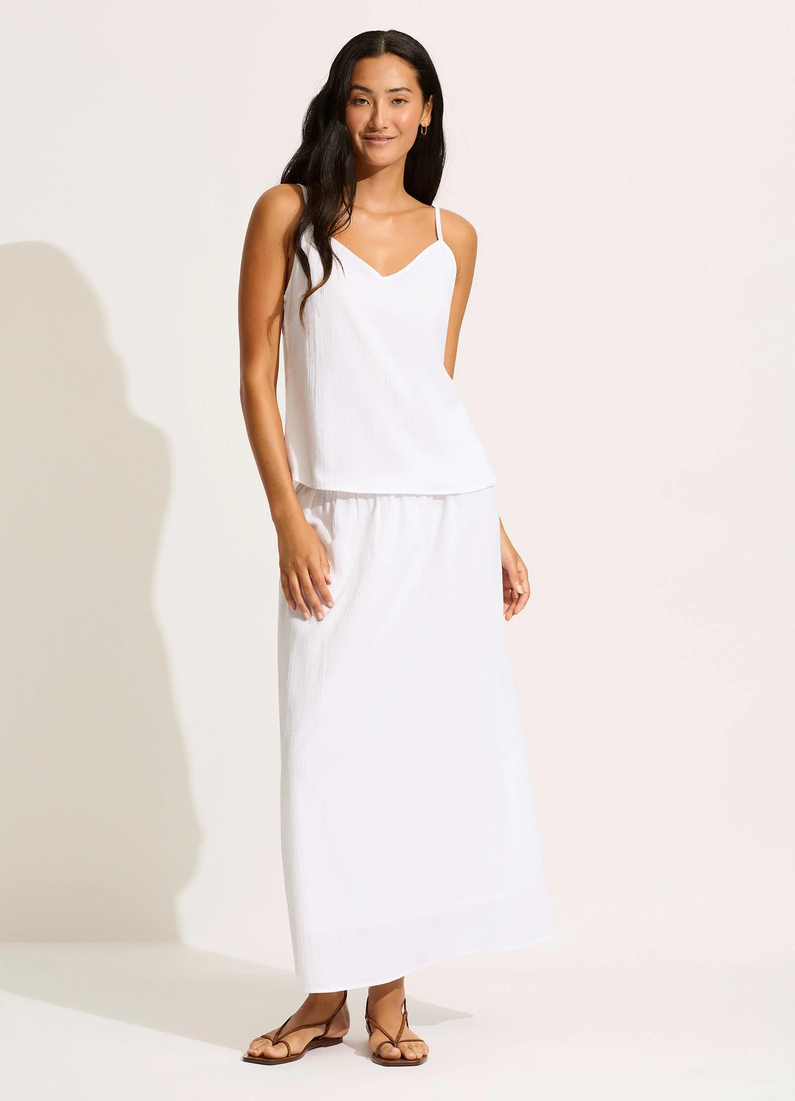 Crinkle Maxi Skirt - White - Image 3