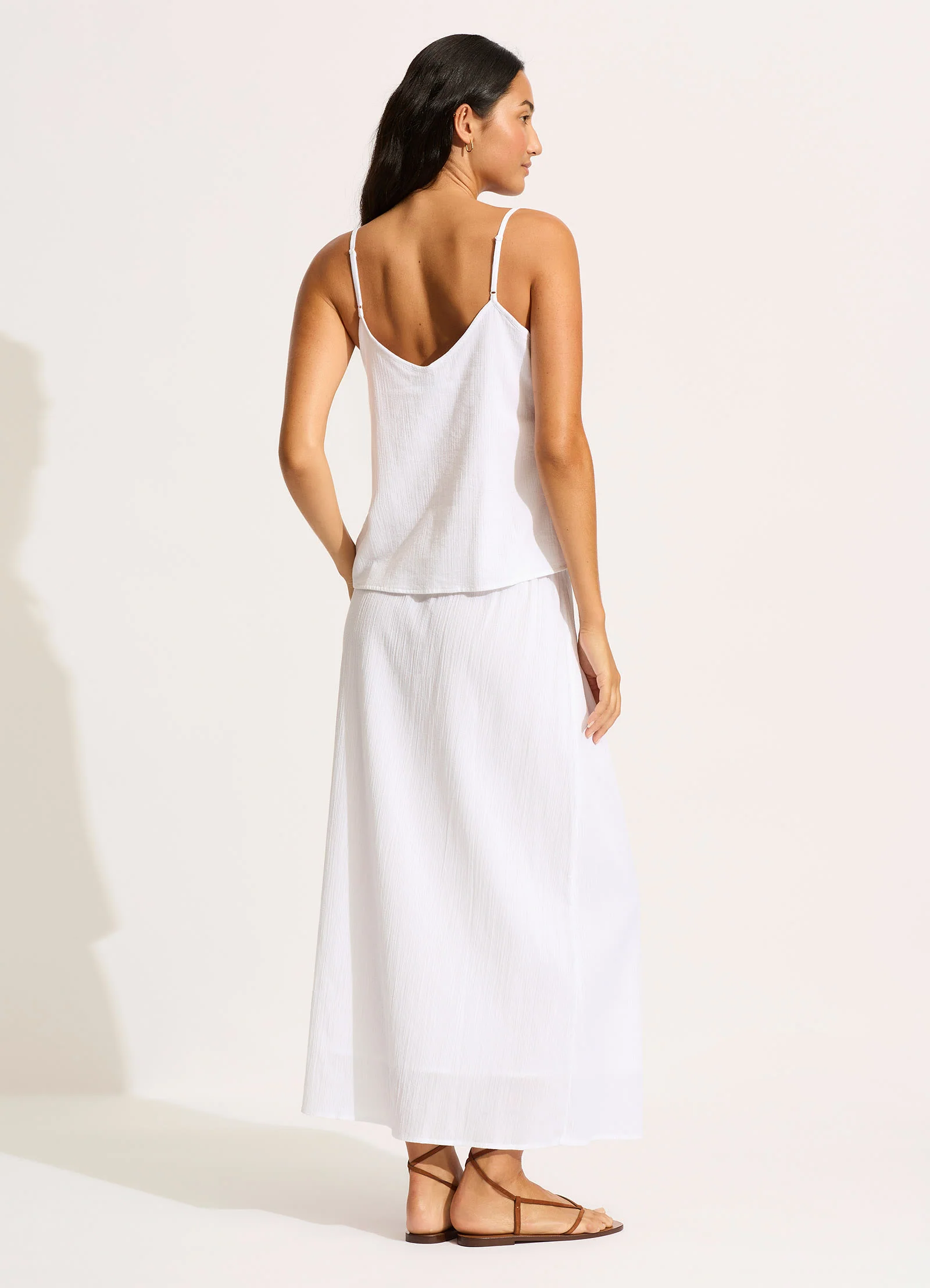 Crinkle Maxi Skirt - White - Image 4