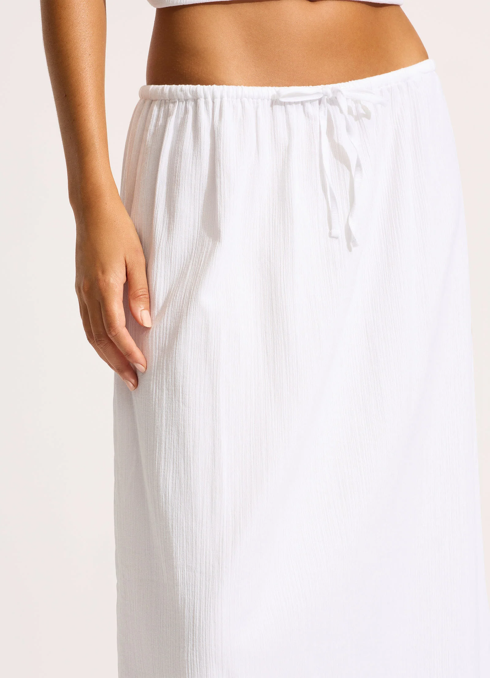 Crinkle Maxi Skirt - White - Image 5