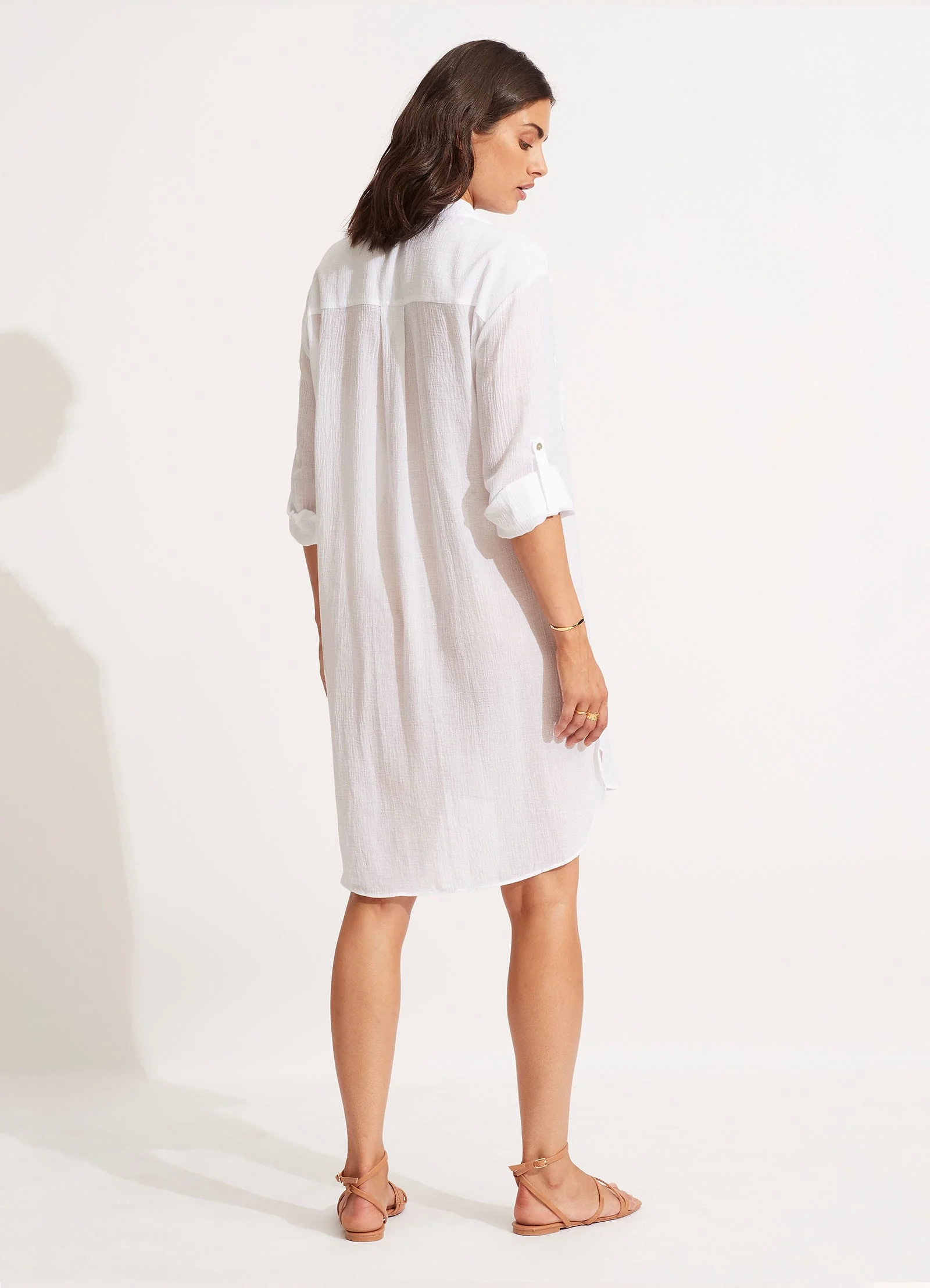 Crinkle Twill Beach Shirt - White - Image 4