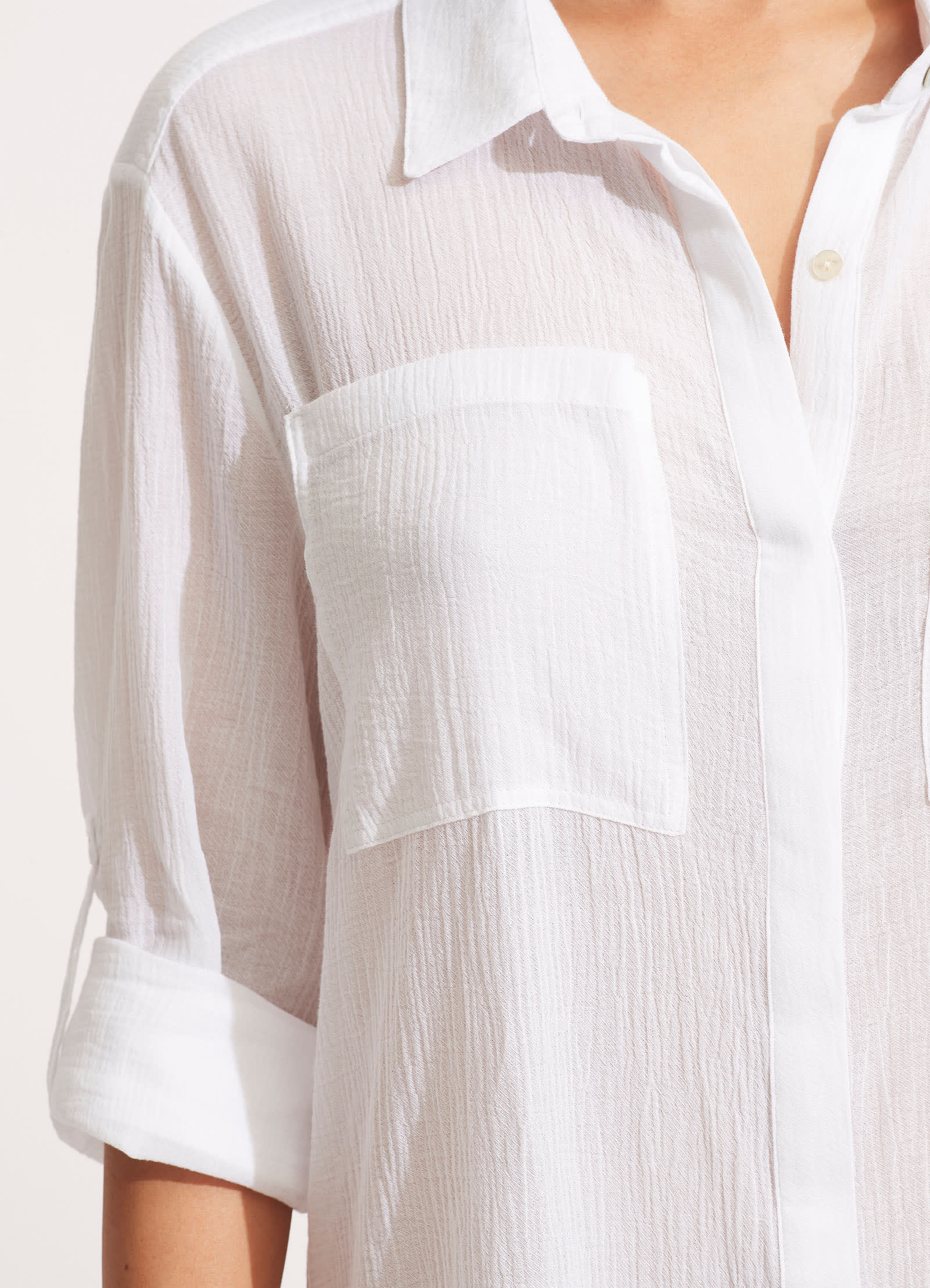 Crinkle Twill Beach Shirt - White - Image 6