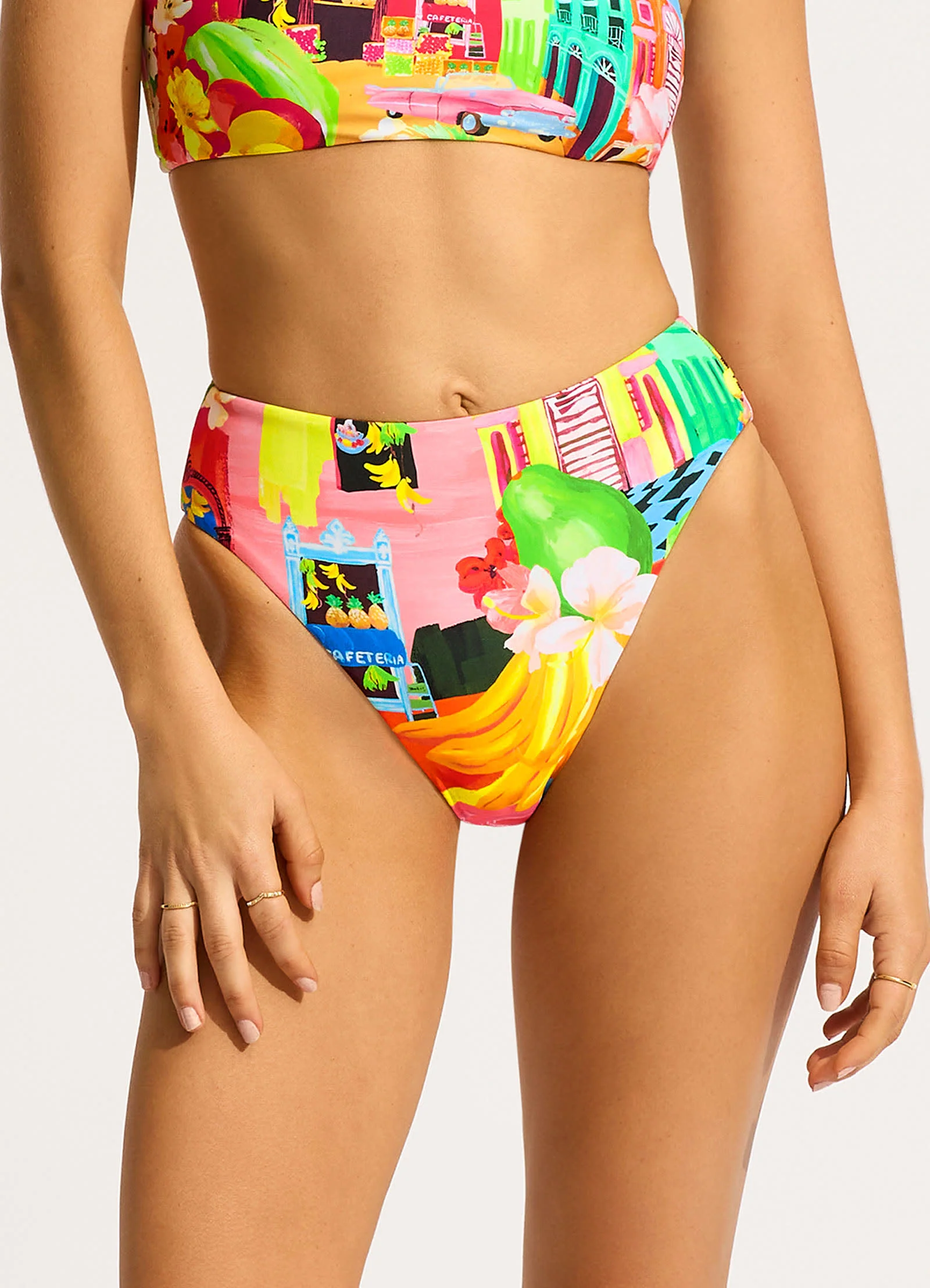 Cuba High Rise Bikini Bottom - Turquoise - Image 2