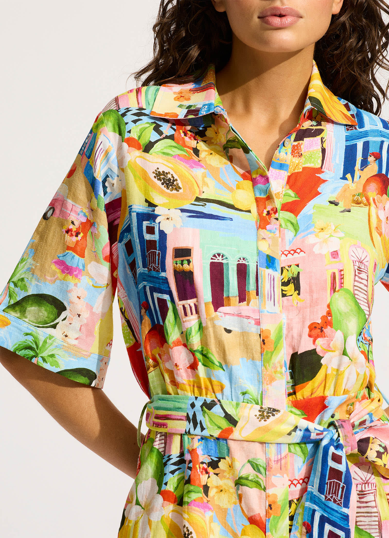 Cuba Mini Shirt Dress - Turquoise - Image 4