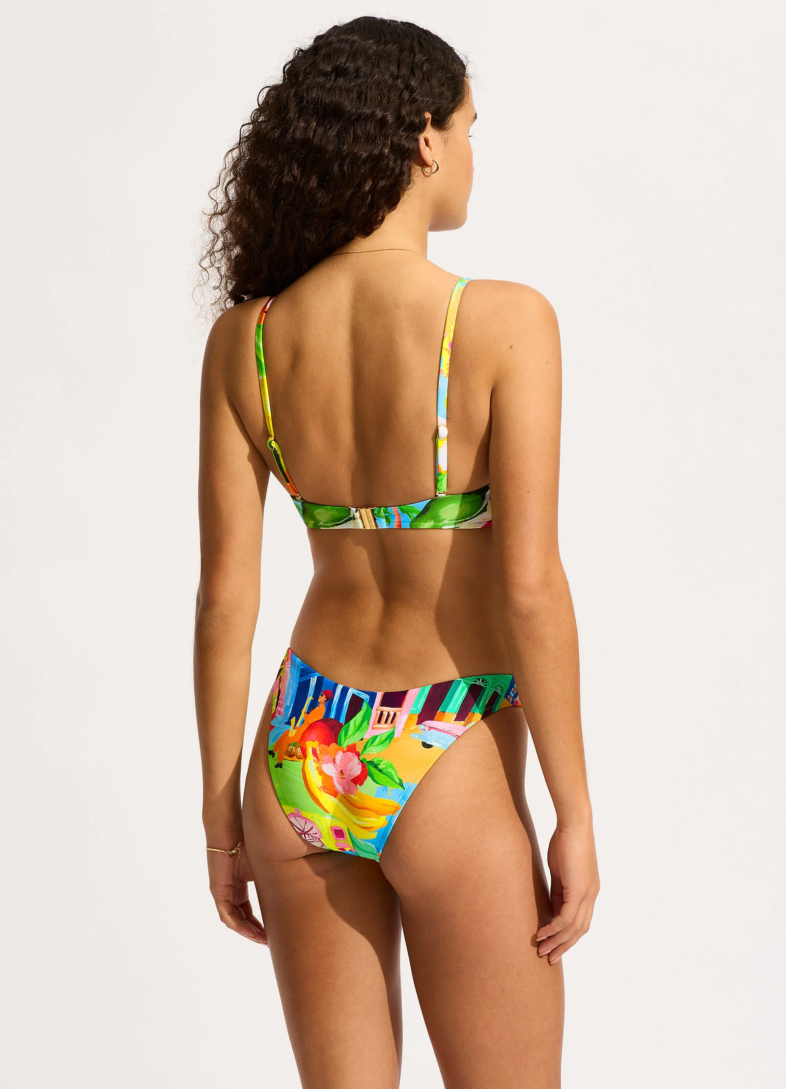 Cuba Ring Front Triangle Bikini Top - Turquoise - Image 4