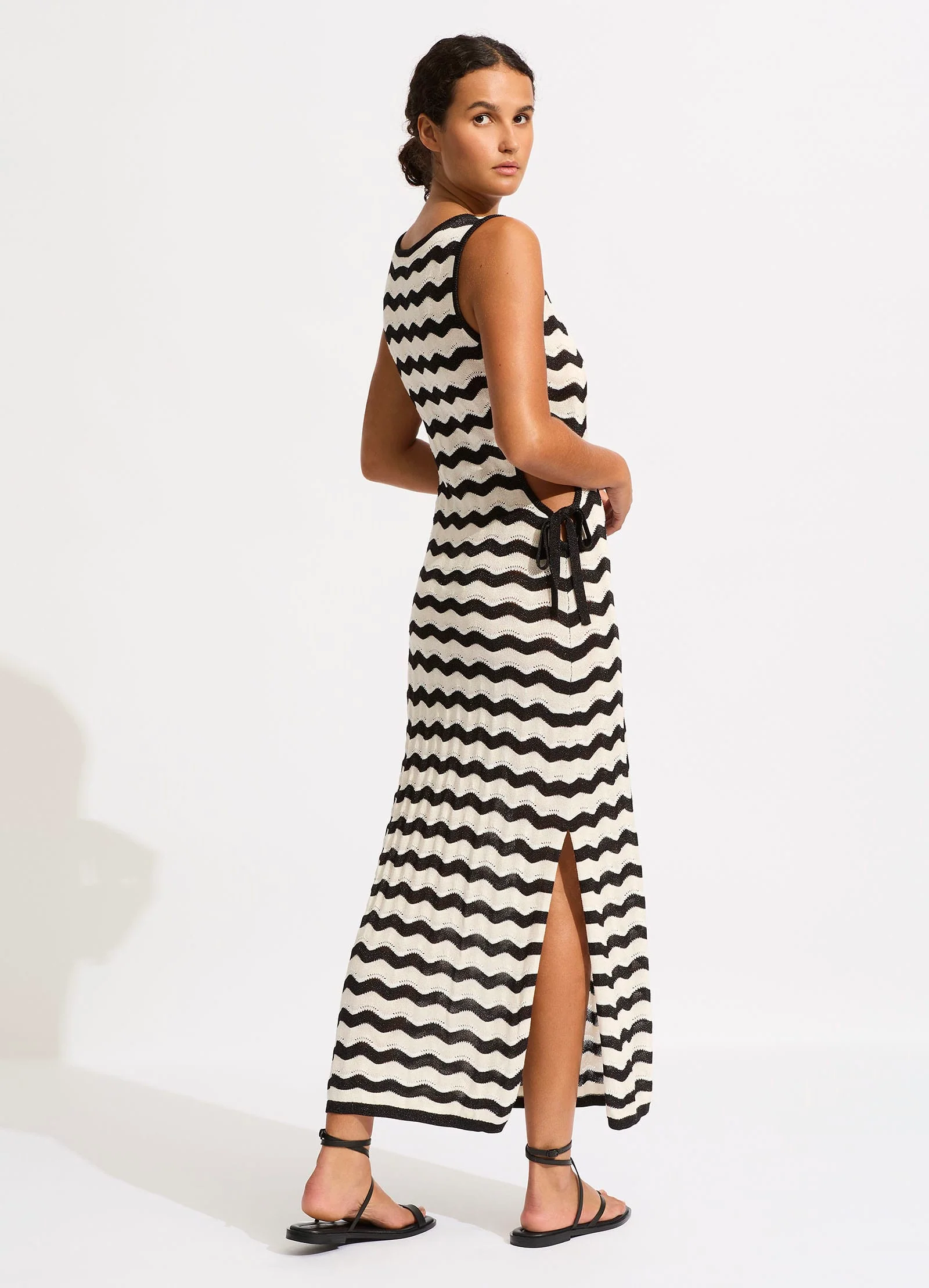 Cut Out Knit Maxi Dress - Black - Image 4