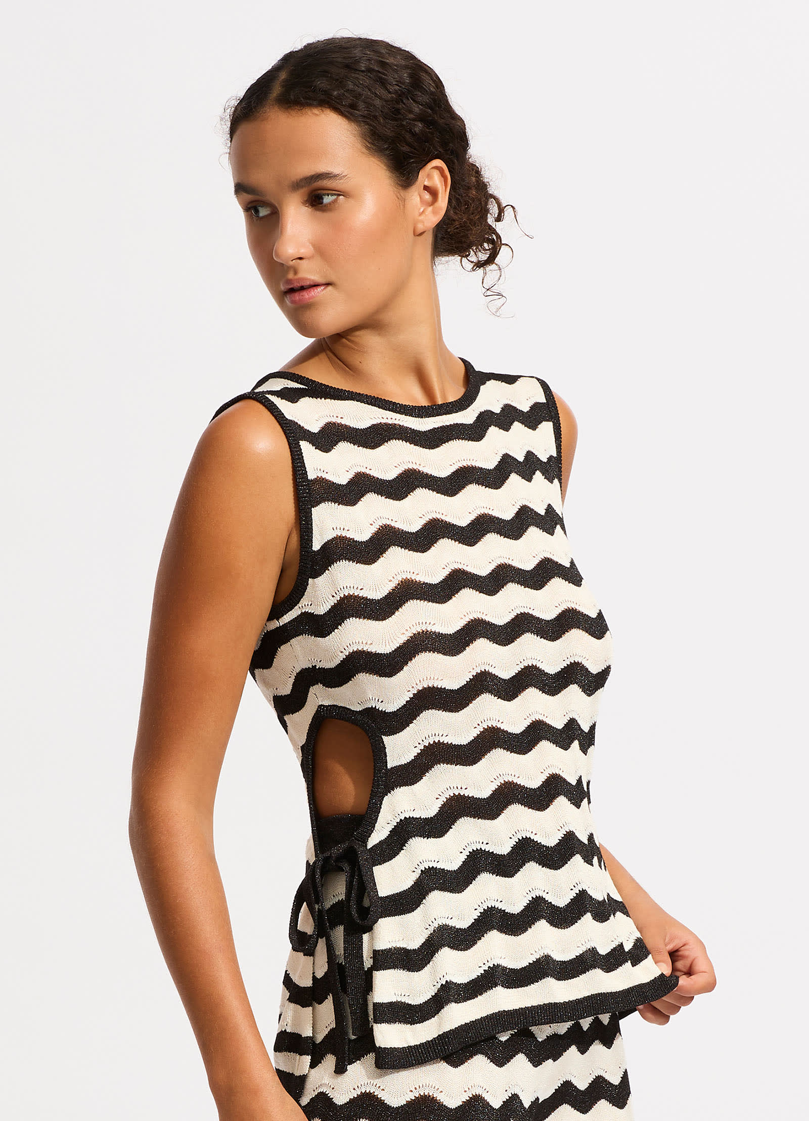 Cut Out Knit Top - Black - Image 2