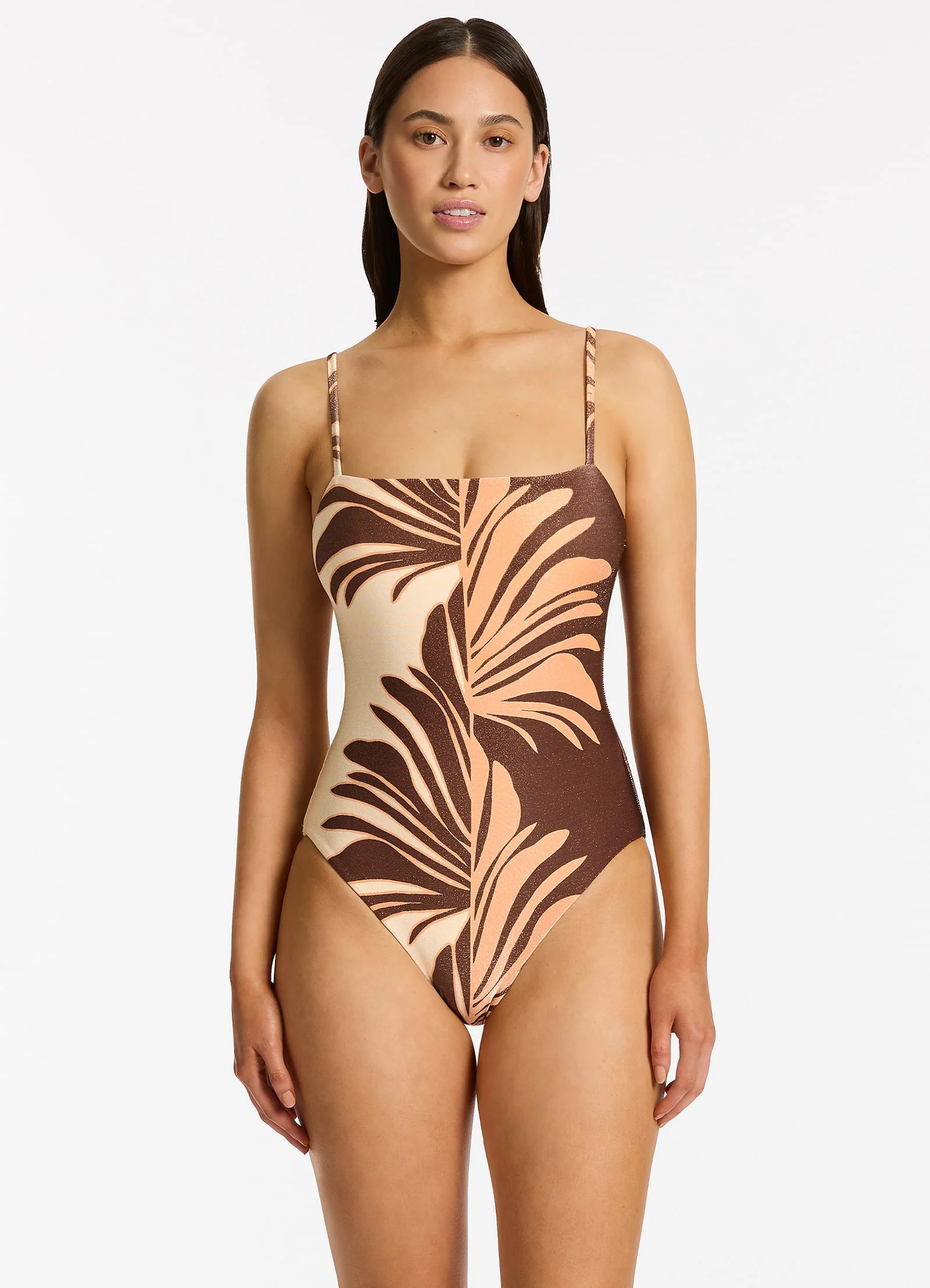 Dahlia Palm Minimal Tank One Piece - Chocolate - Image 4