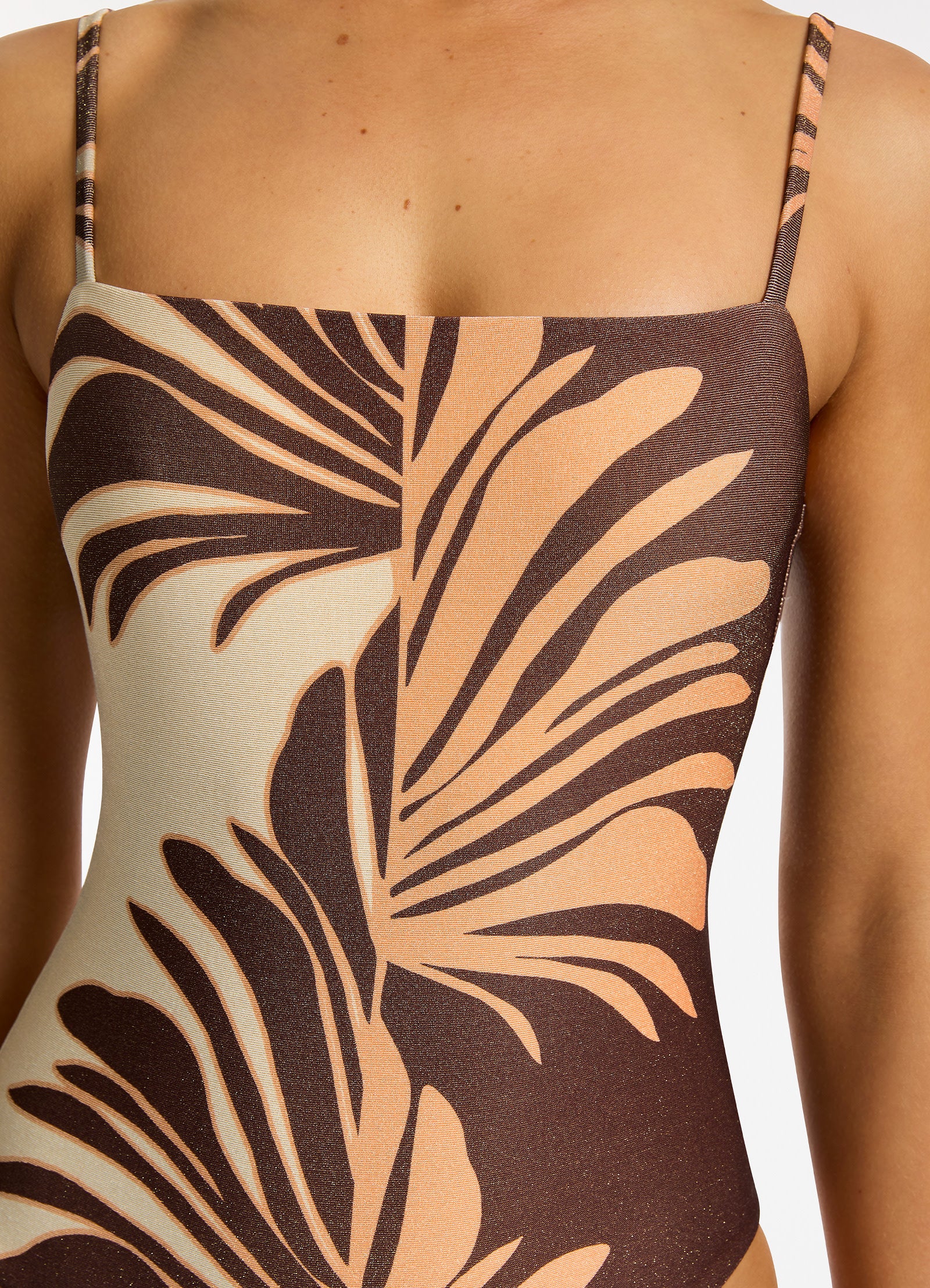 Dahlia Palm Minimal Tank One Piece - Chocolate - Image 5