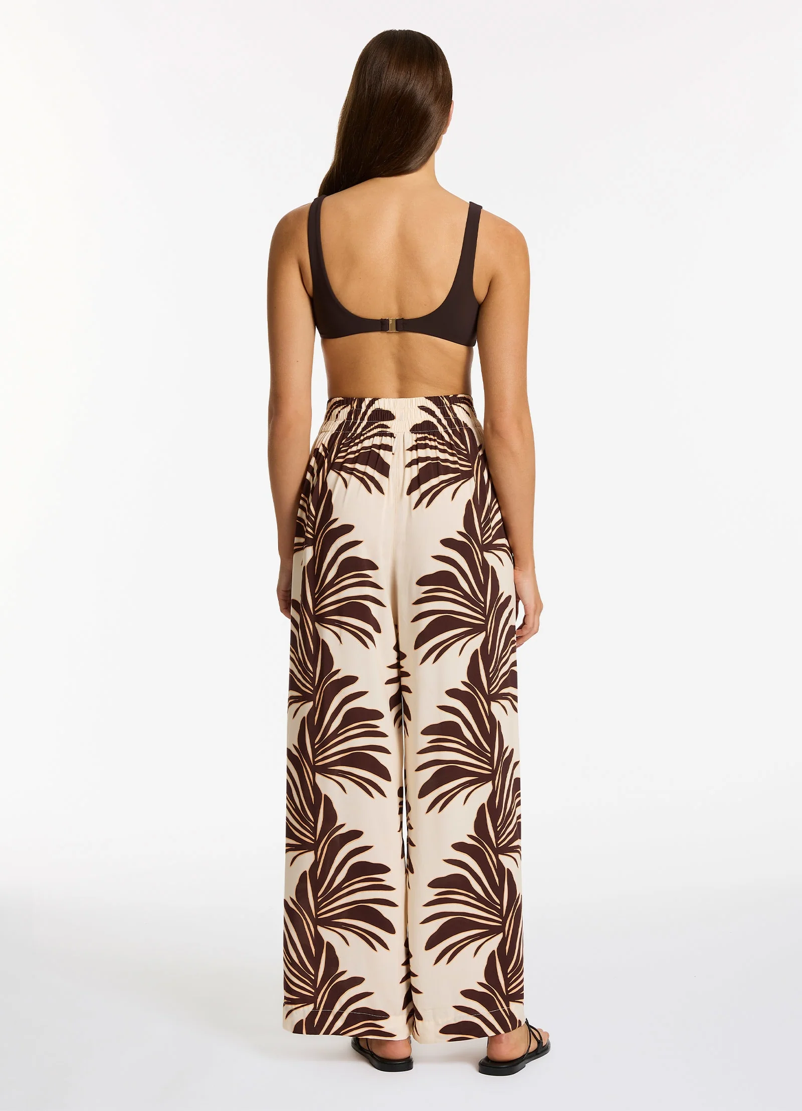 Dahlia Palm Wide Leg Pant - Cream - Image 2
