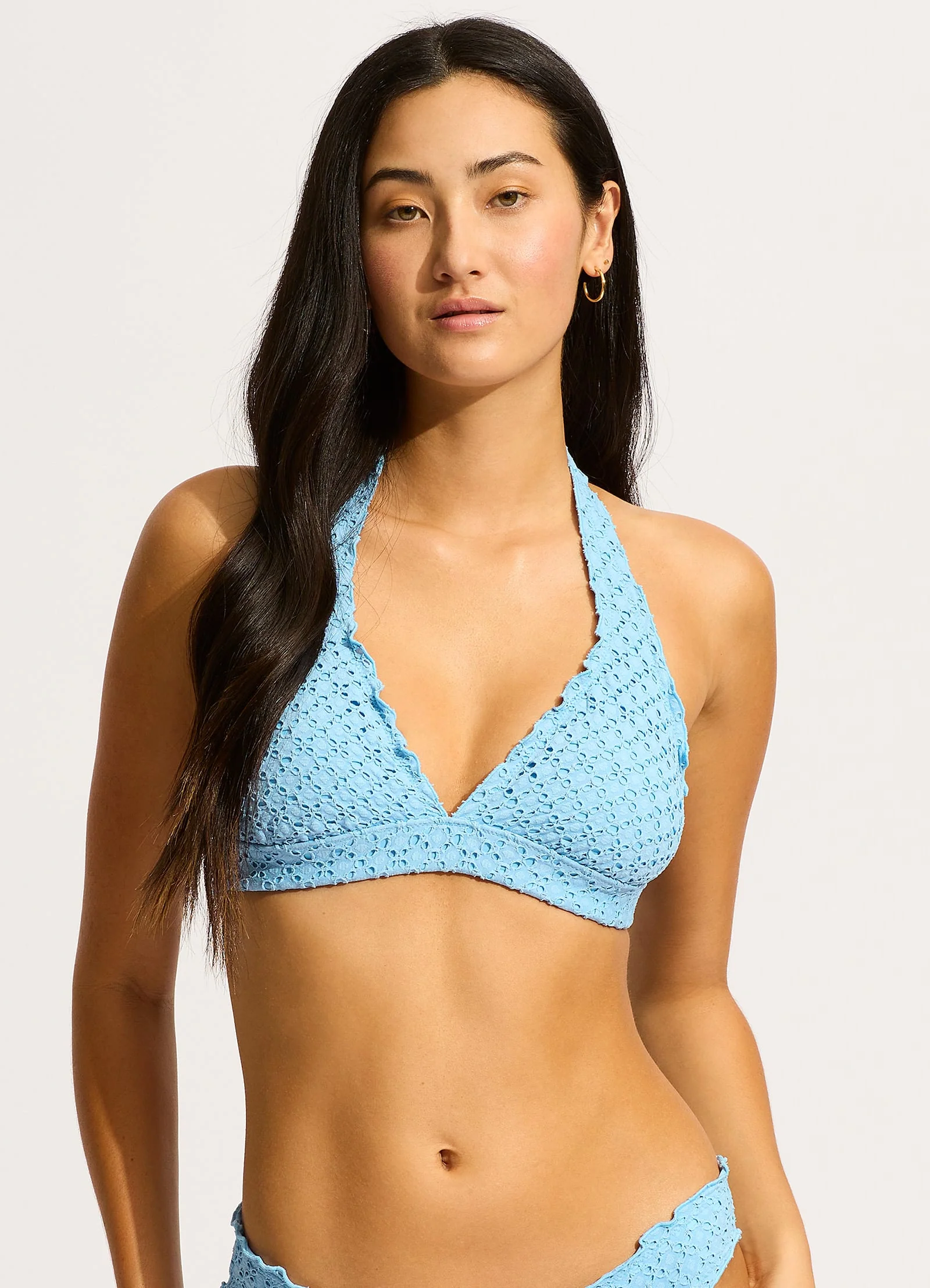 Daydreamer Multi Fit Longline Triangle Bikini Top  - Powder Blue - Image 2