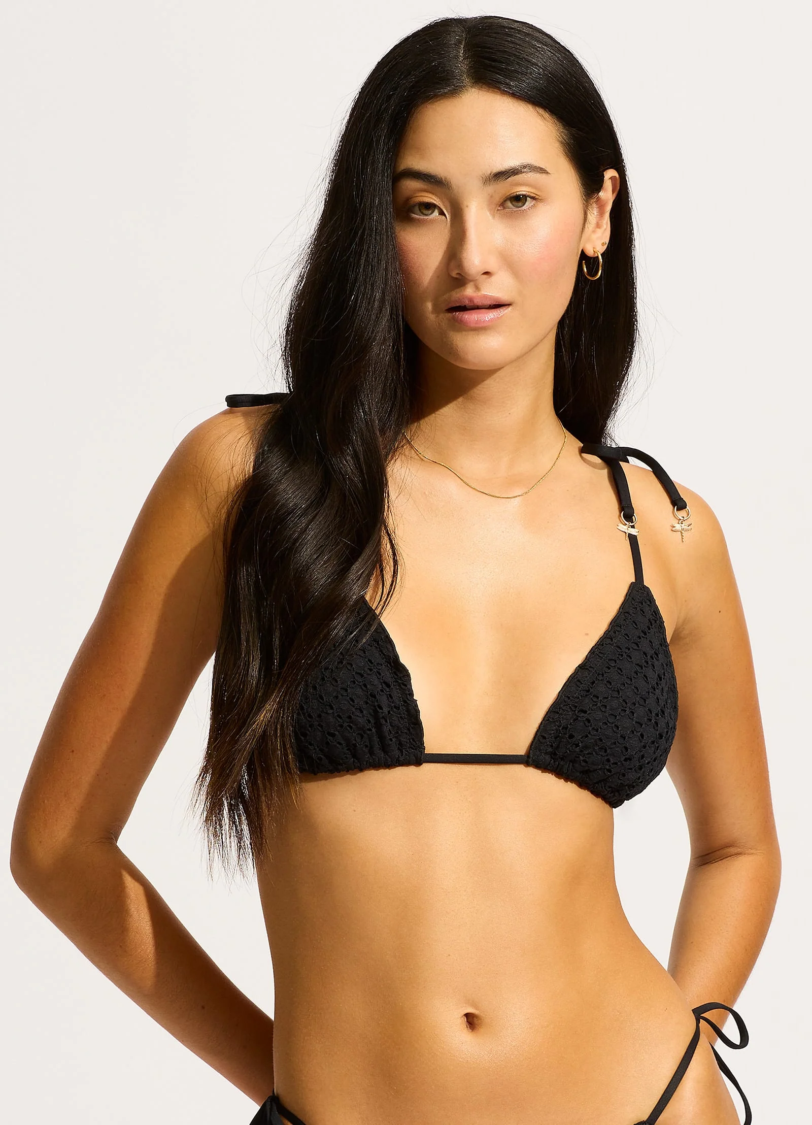 Daydreamer Slide Triangle Bikini Top - Black - Image 2